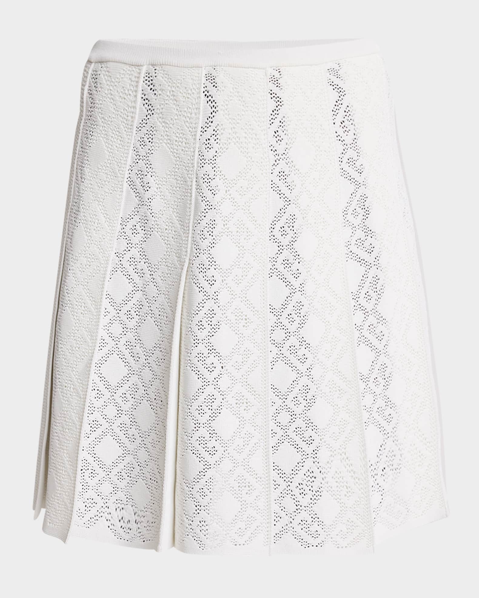 4G Pointelle Knit Pleated Mini Skirt 0