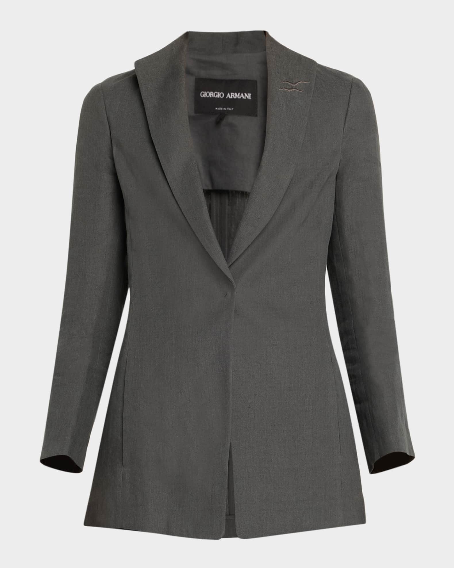 GIORGIO ARMANI × Neiman Marcus 別注ロングロート Giorgio Armani Linen Single-Breasted Blazer | Neiman Marcus