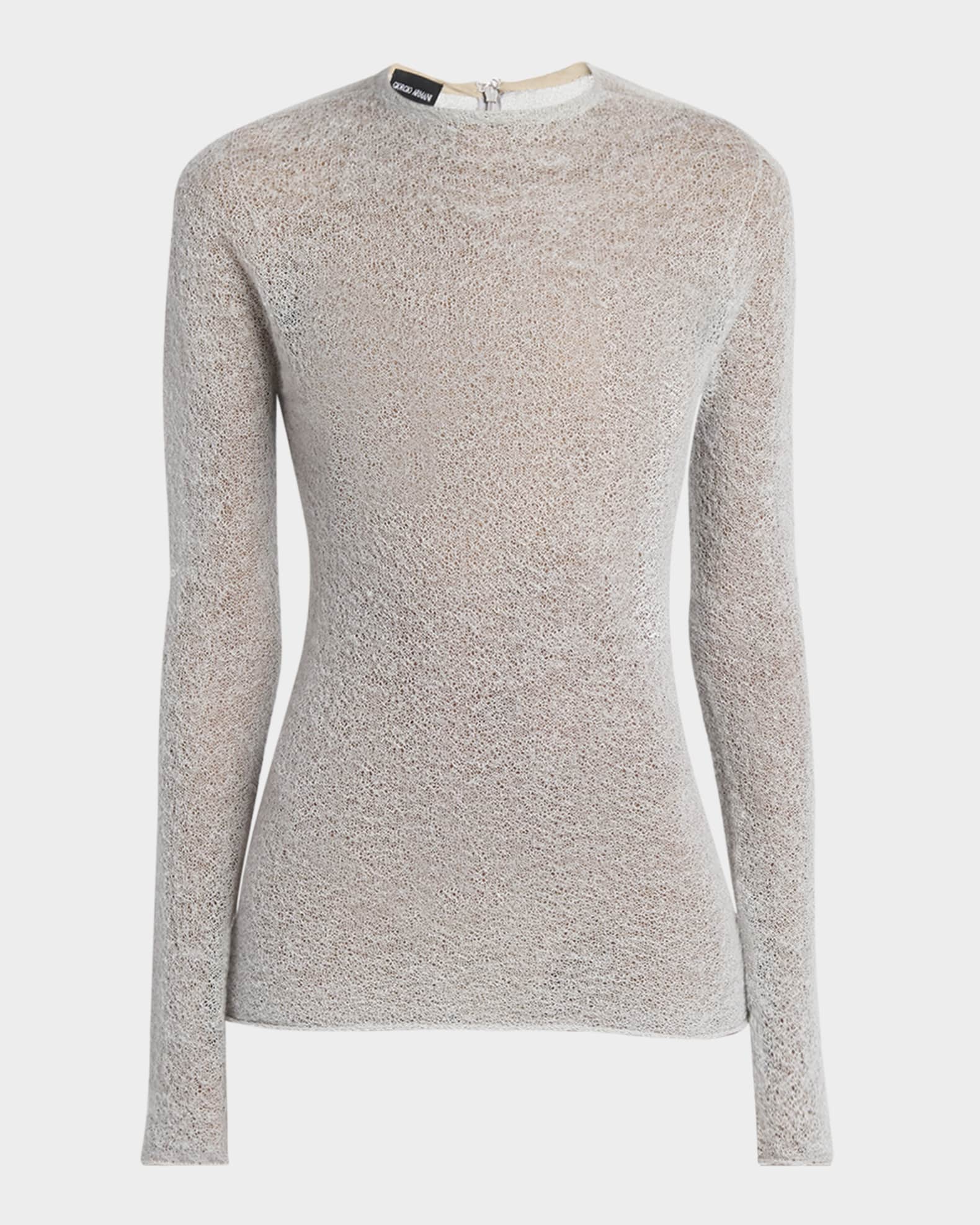 Giorgio Armani Textured Cashmere-Blend Knit Top Neiman Marcus