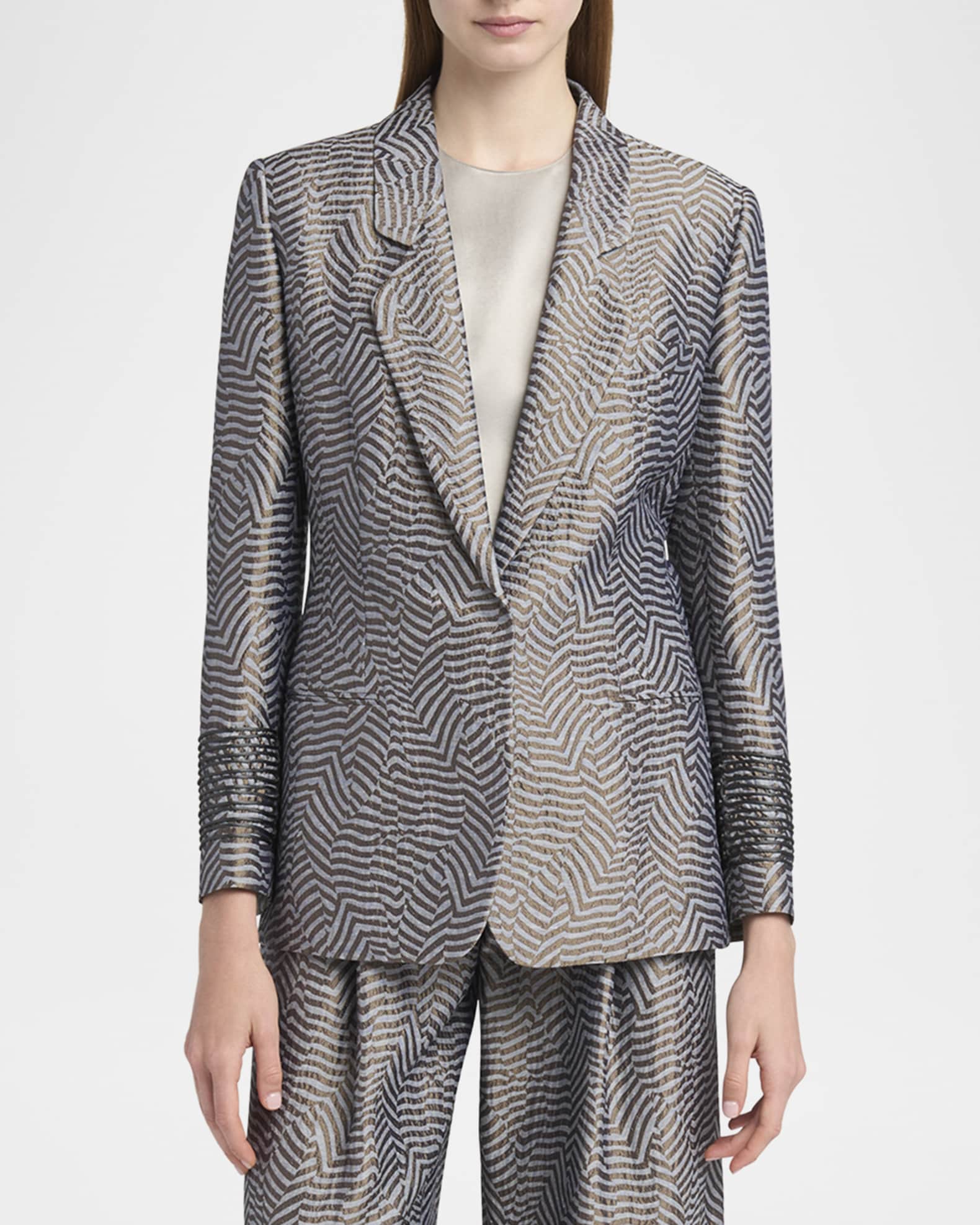 Giorgio Armani Animalier Silk Jacquard Single-Breasted