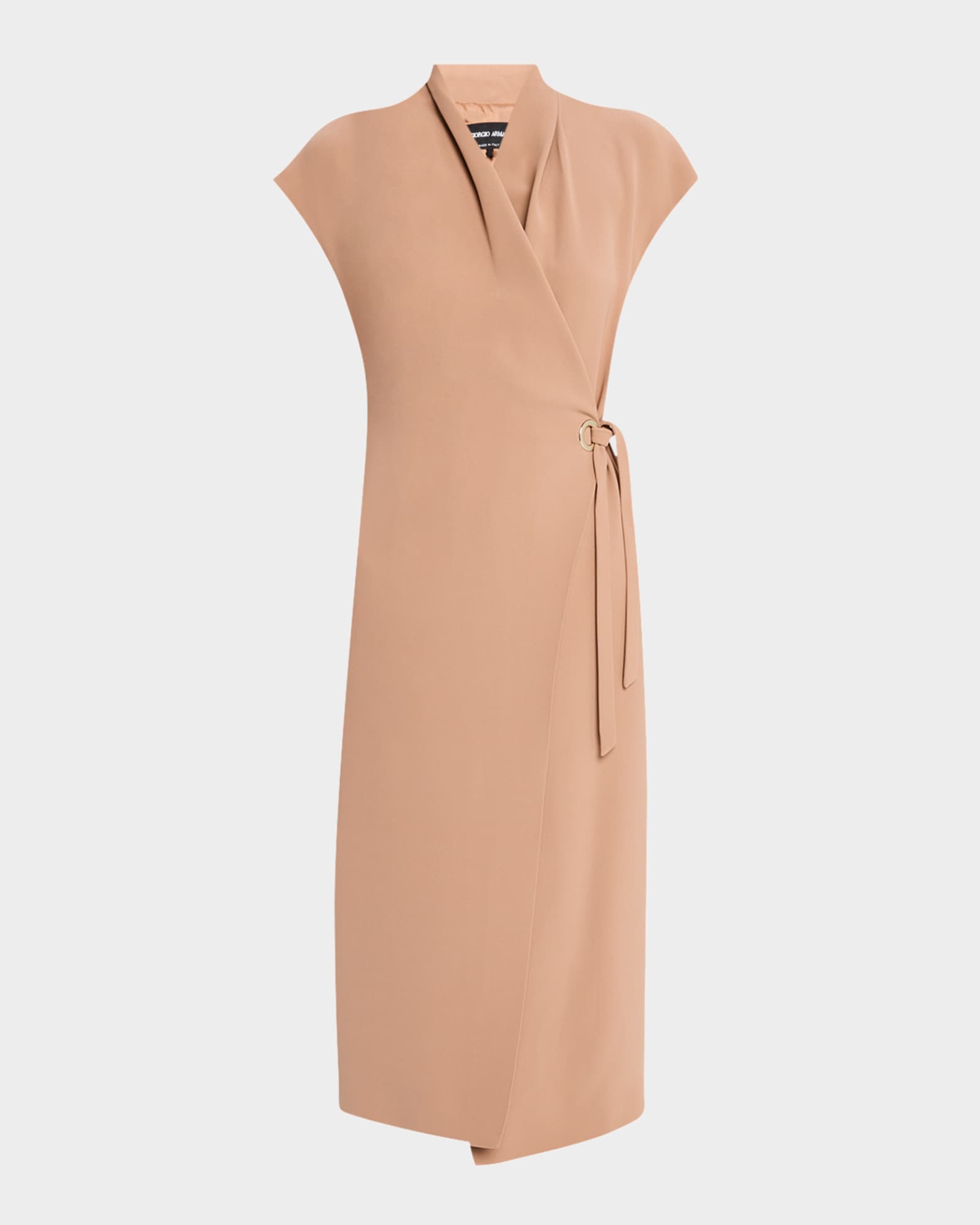 Cap-Sleeve Cupro Wrap Midi Dress 0