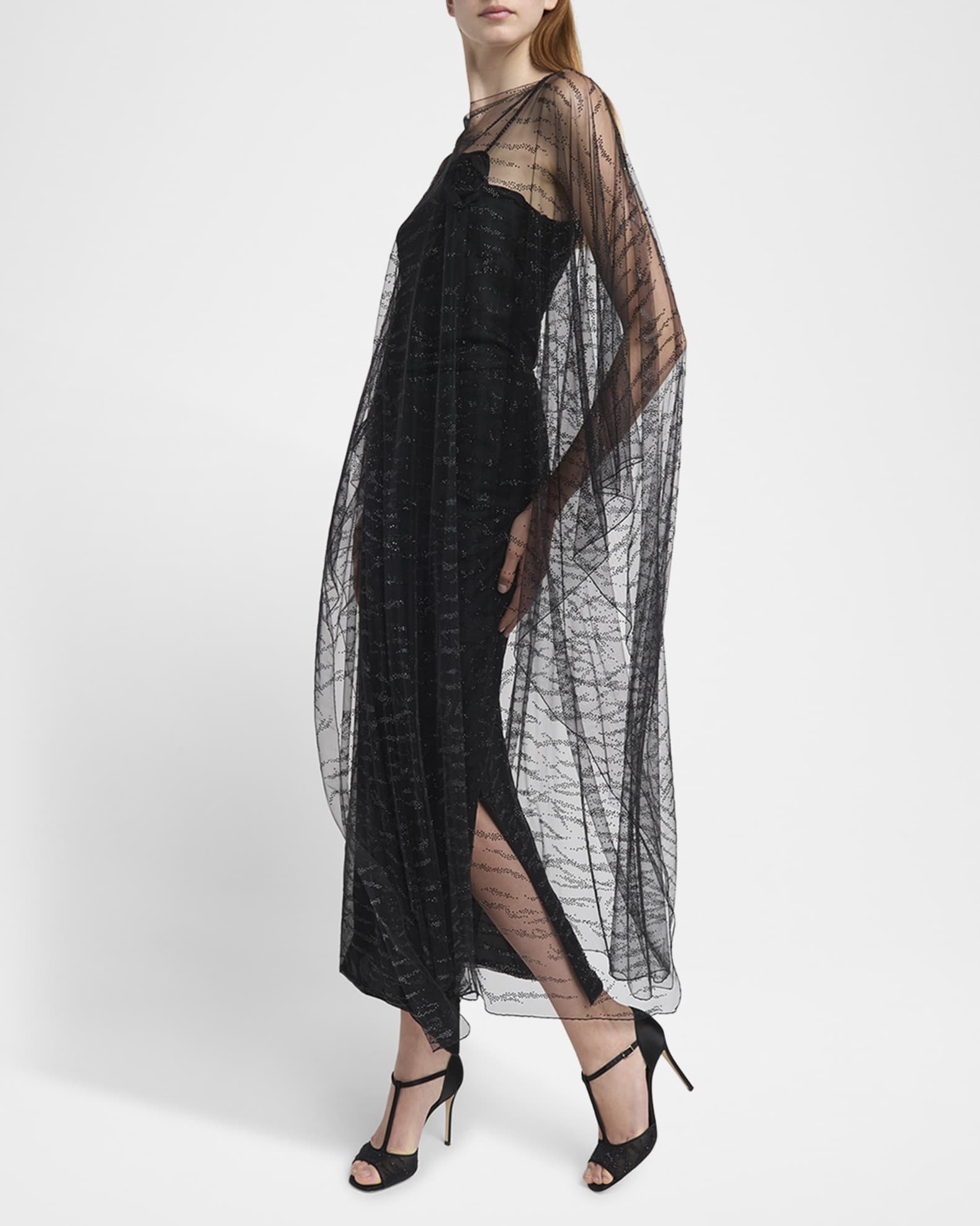 ARMANI COLLEZIONI トップス ヒョウ柄 ベロア Y2K シルク Giorgio Armani Crystal Embellished Sheer Long Cape | Neiman Marcus