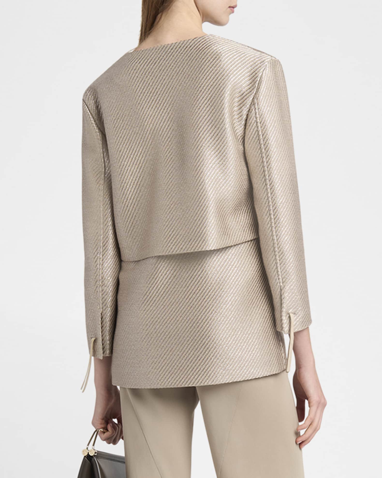 Giorgio Armani Shiny Raffia Jersey Jacquard Tie Jacket