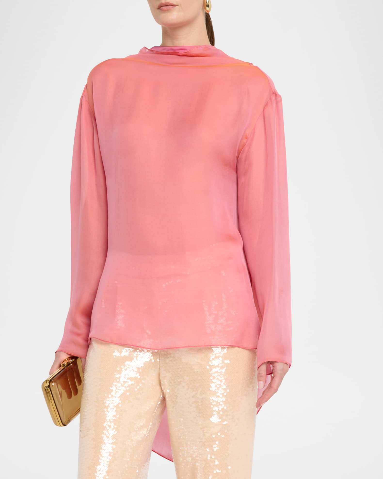 Giorgio Armani Iridescent Chiffon Cowl Backless Tunic