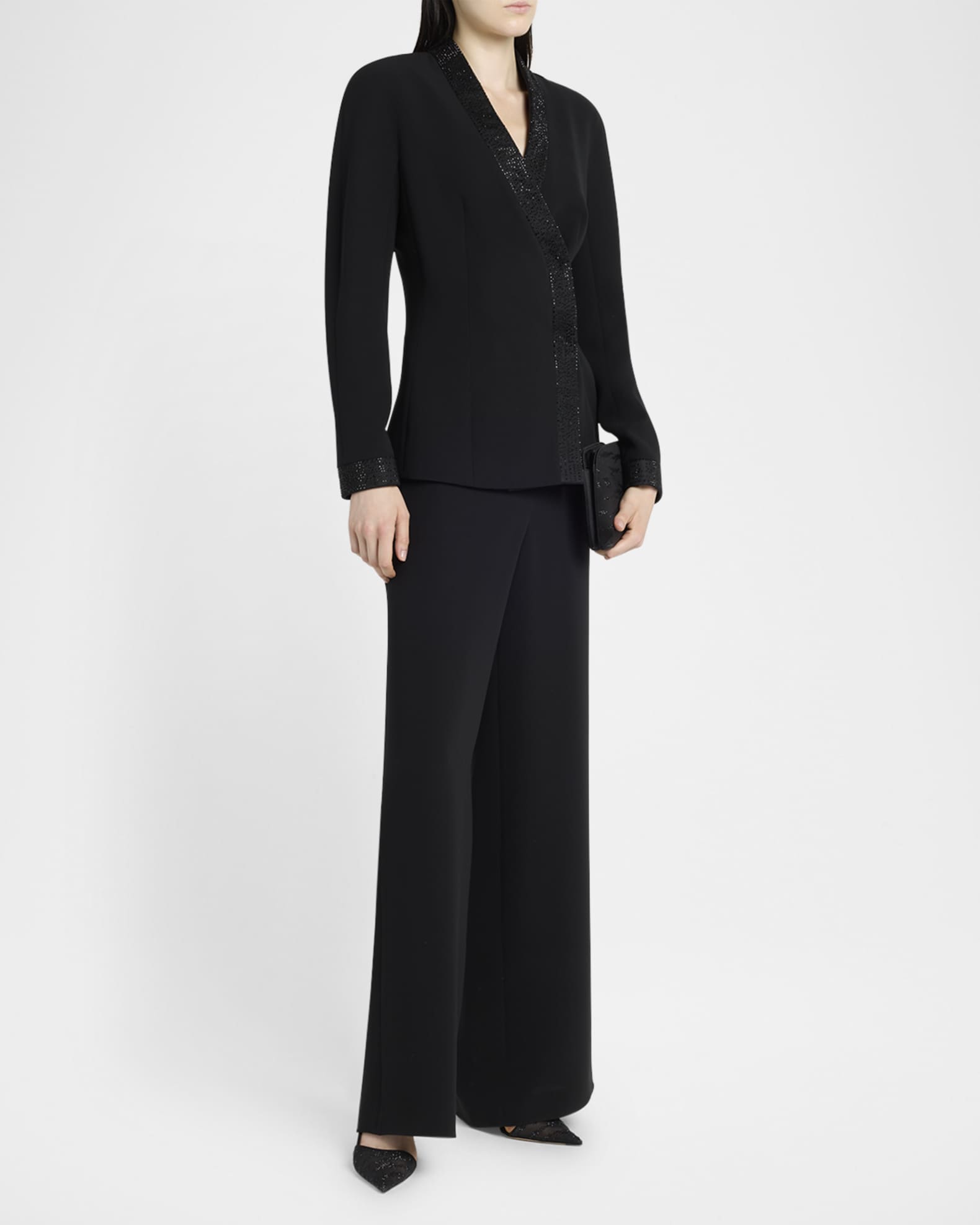 Strass Lapel Double-Breasted Asymmetric Jacket 1