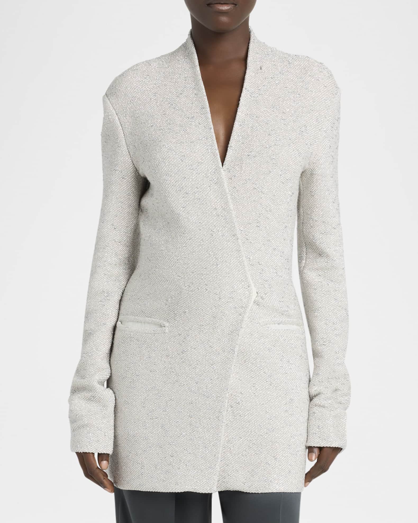 Metallic V-Neck Wool Jacket 1