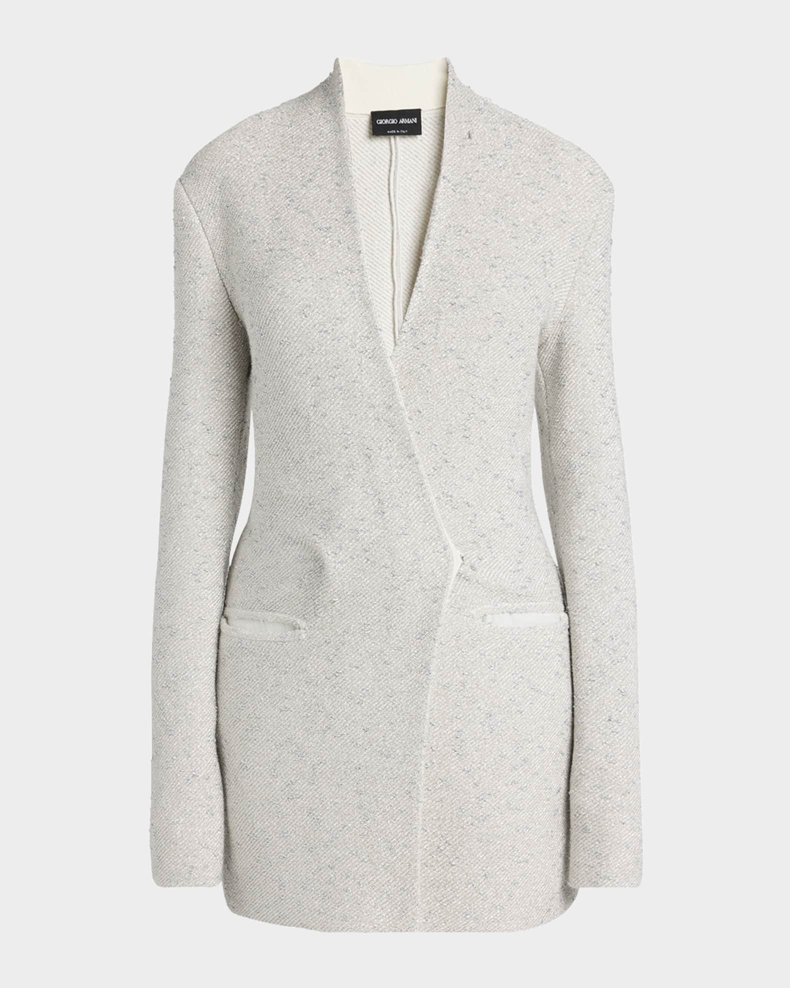 Metallic V-Neck Wool Jacket 0
