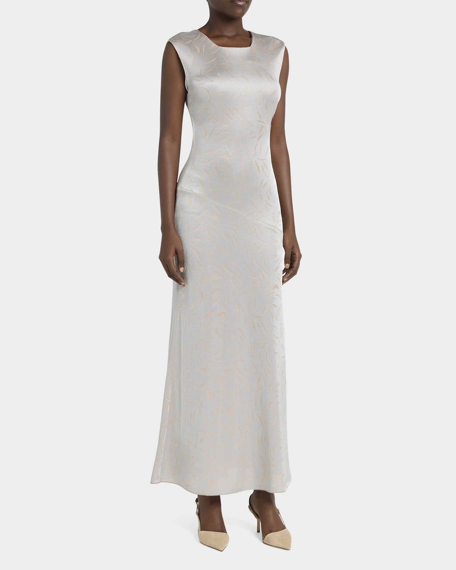 Printed Shiny Viscose Jacquard Maxi Dress 1