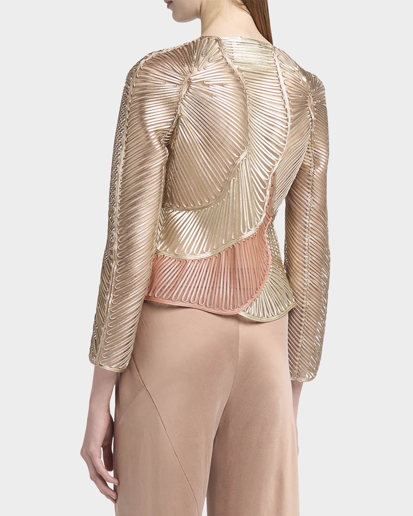Giorgio Armani Metallic Soutache Two-Tone Leather Jacket