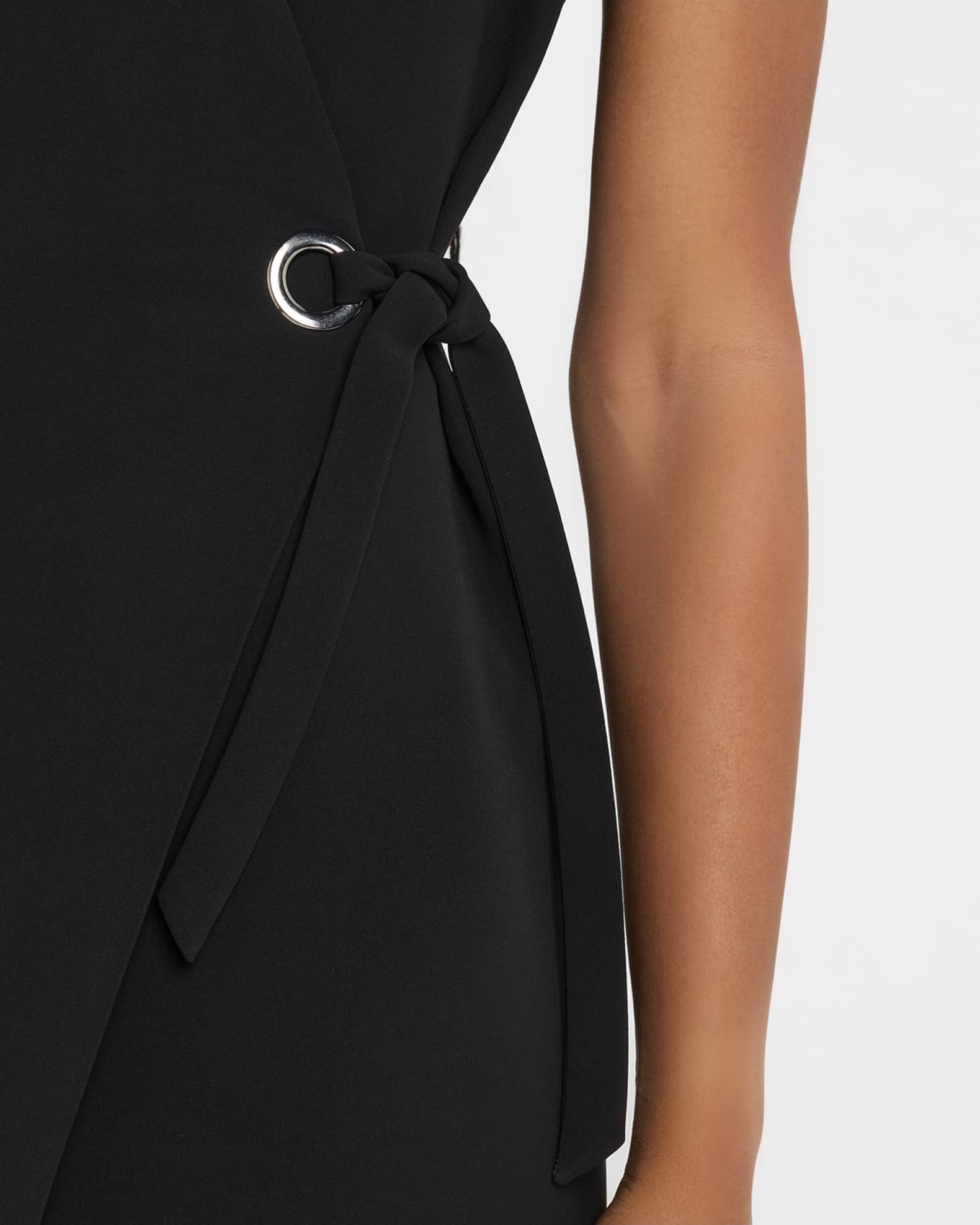 Giorgio Armani Cap-Sleeve Cupro Wrap Midi Dress | Neiman Marcus