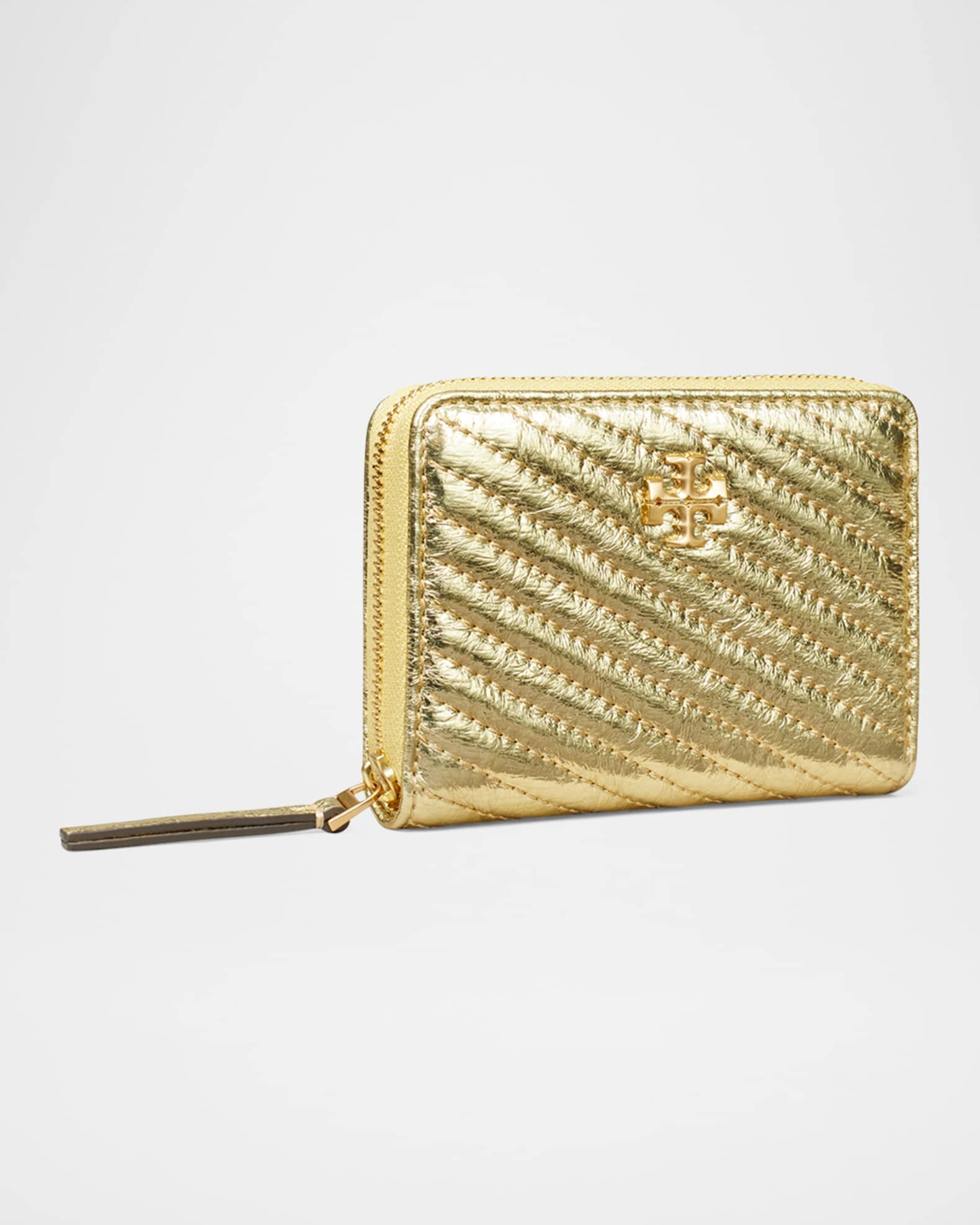 Kira Small Moto Quilted Metallic Leather Wallet  1