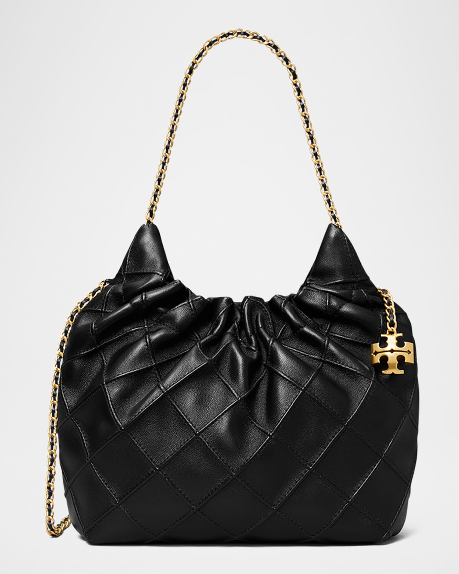 Tory Burch Fleming Mini Quilted Leather Hobo Bag | Neiman Marcus