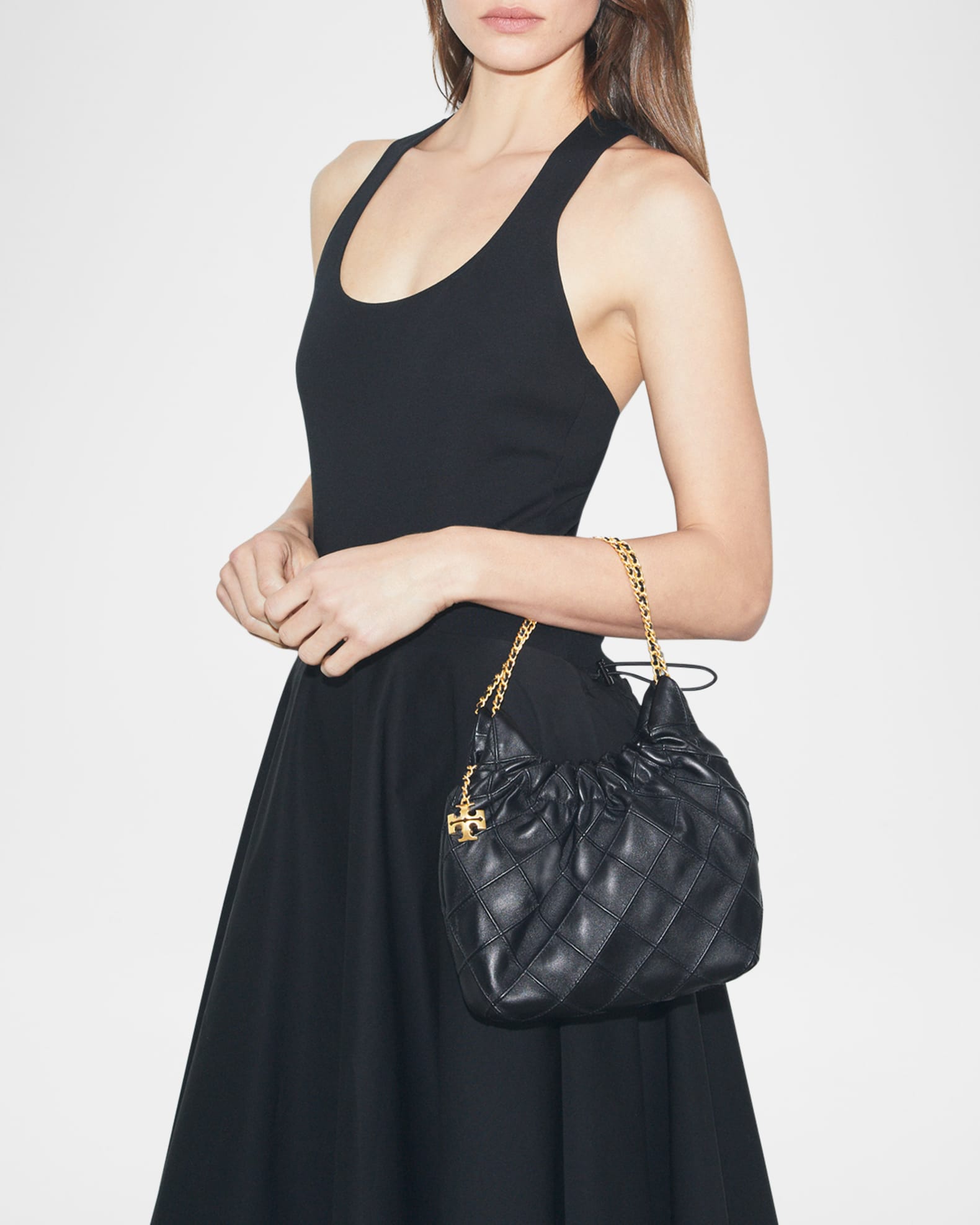 Tory Burch Fleming Mini Quilted Leather Hobo Bag | Neiman Marcus