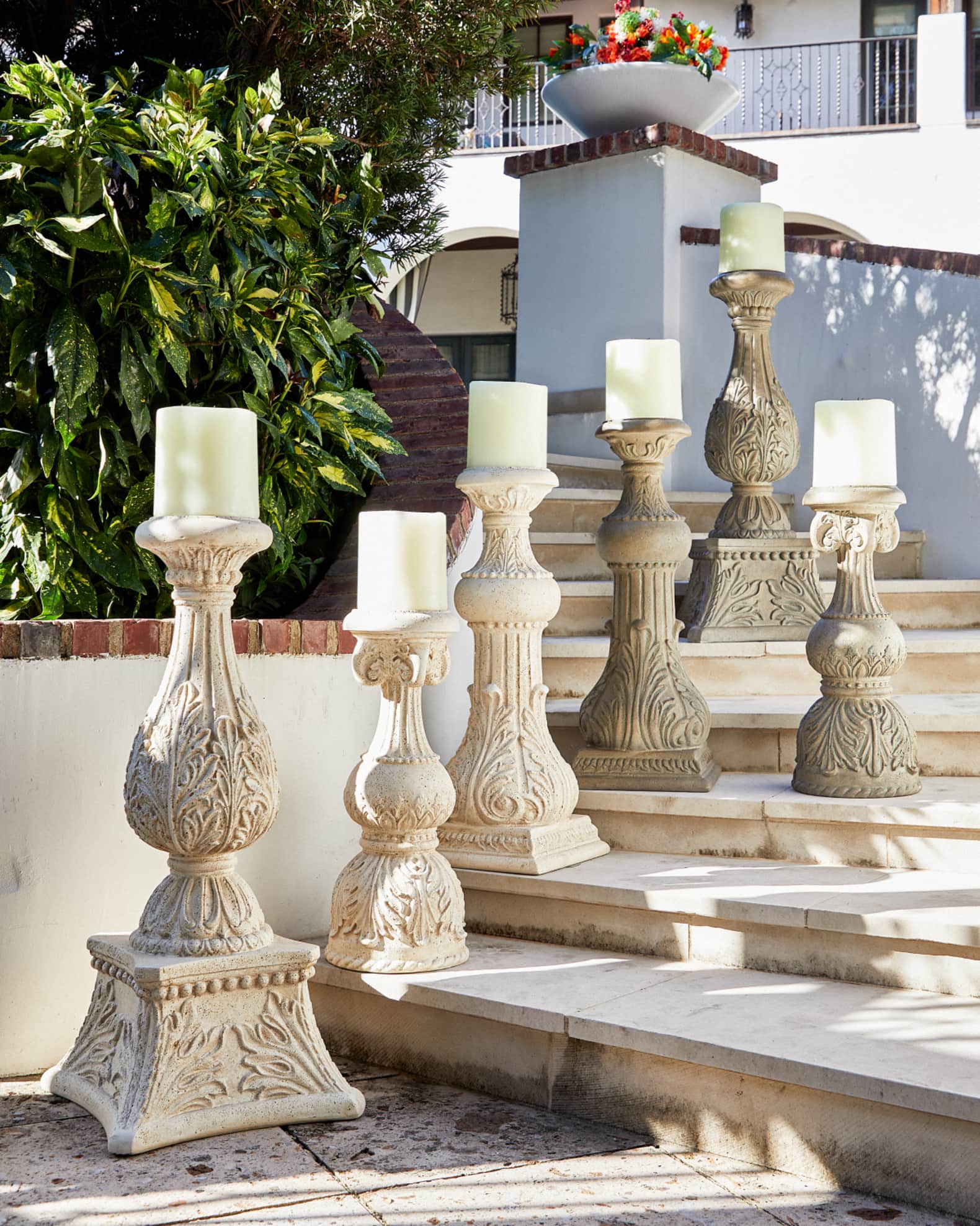 30" Outdoor Cast Stone Floor Candlestick 1