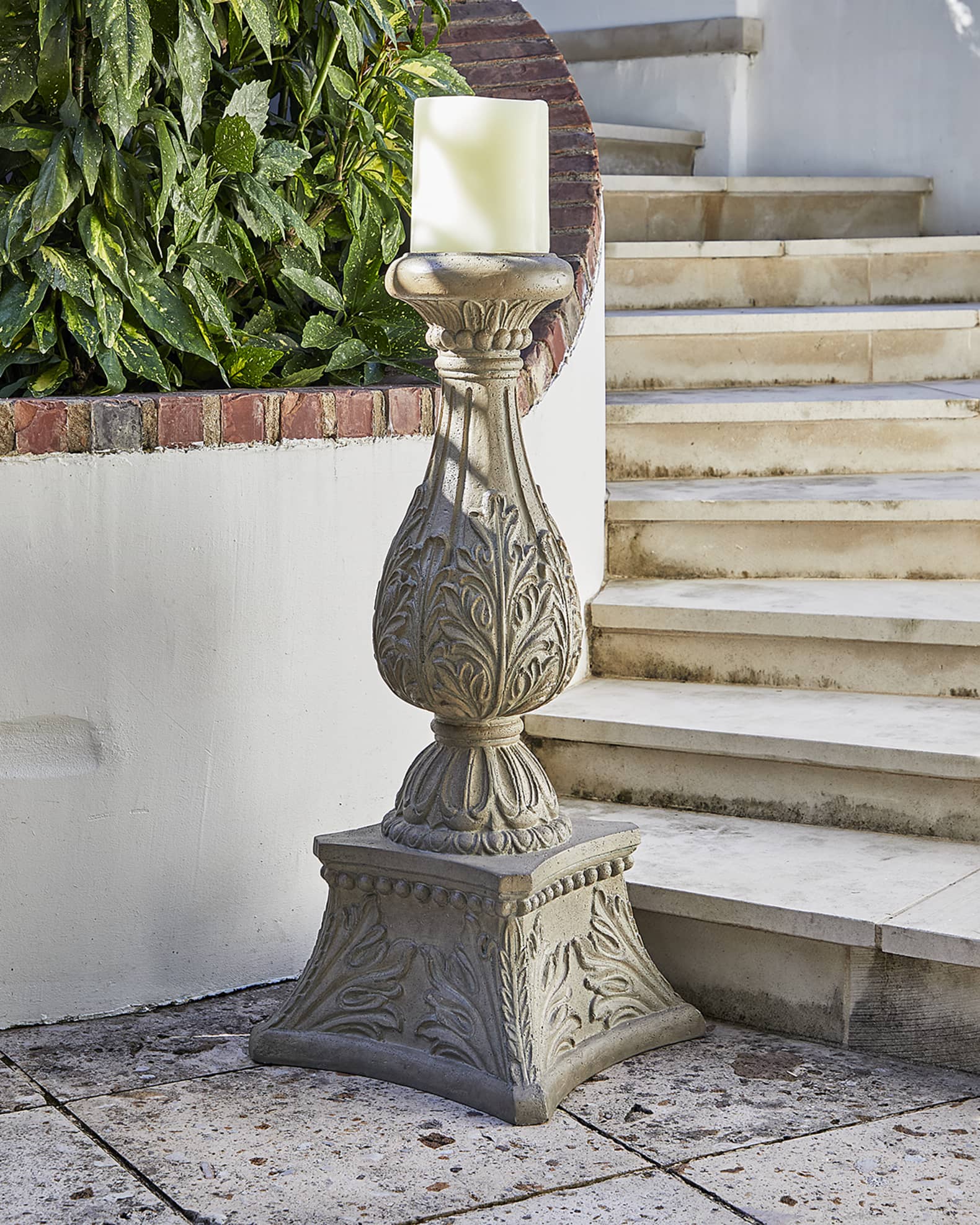 36" Cast Stone Floor Candlestick 0