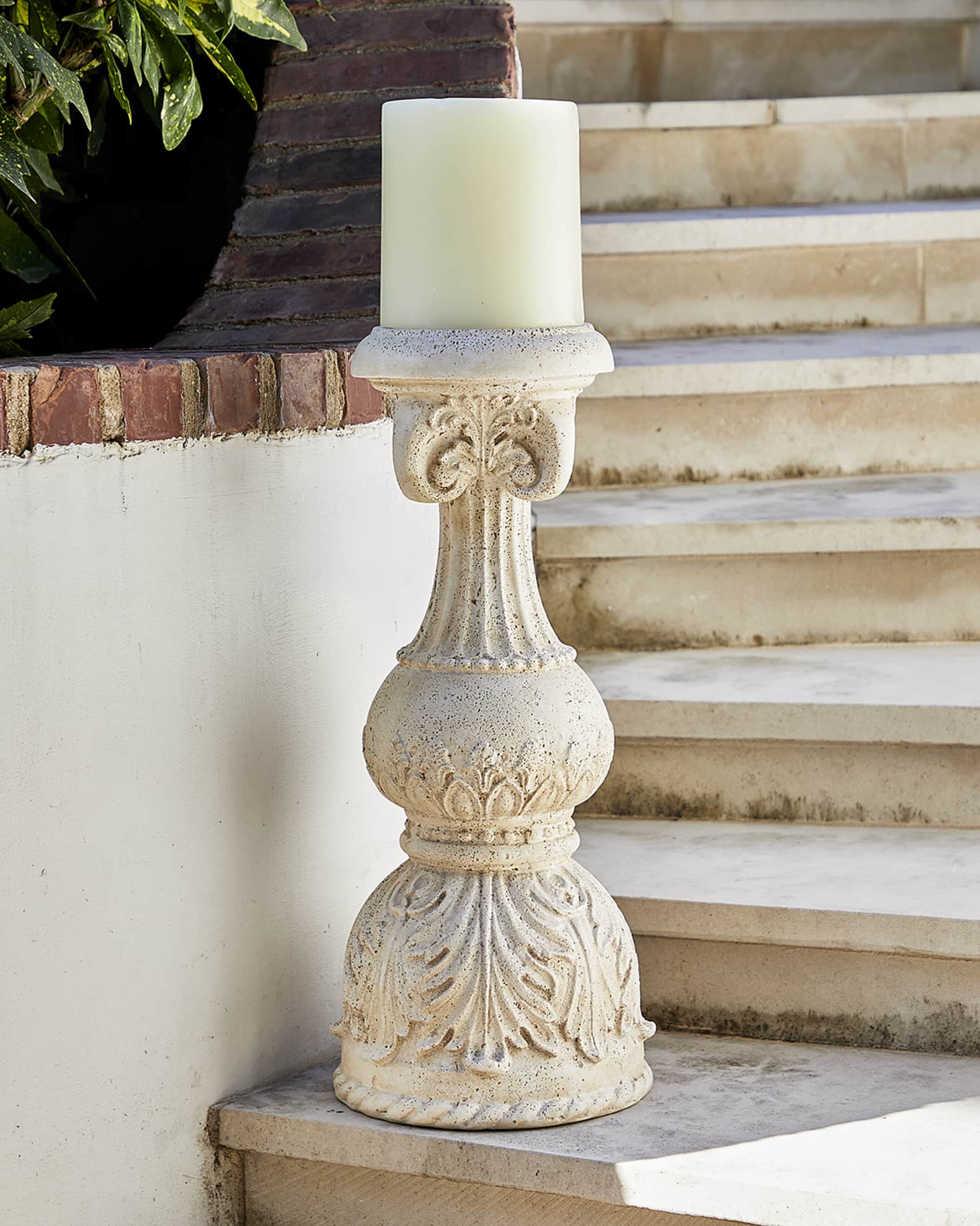 24" Cast Stone Floor Candlestick 0