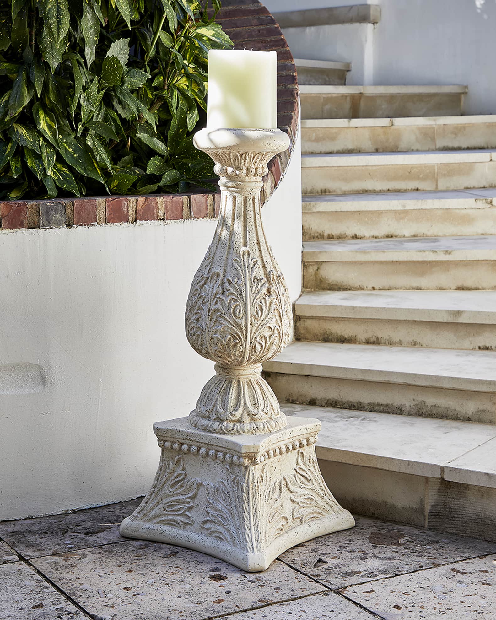 36" Outdoor Cast Stone Floor Candlestick 0