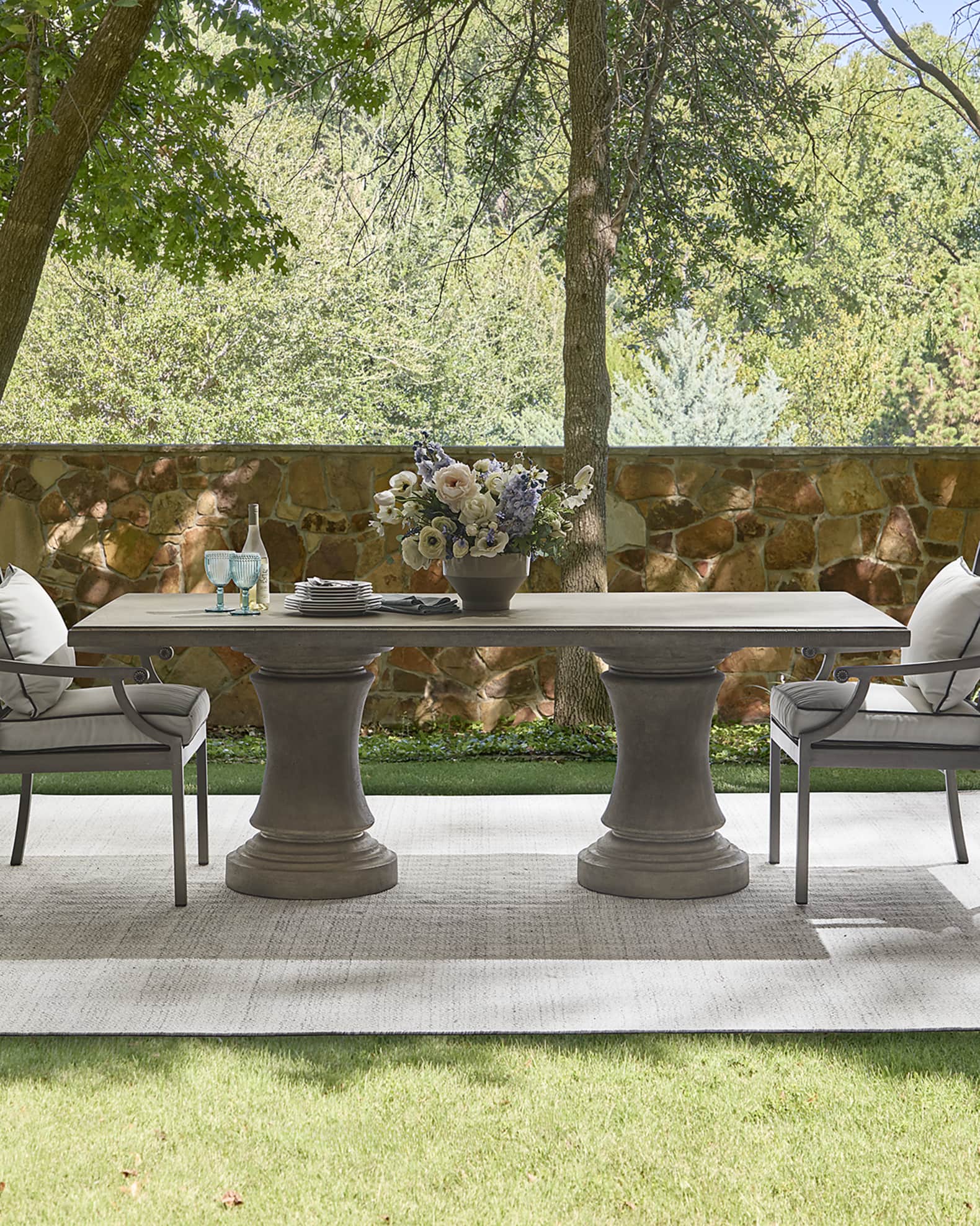 Camille Double Pedestal Outdoor Dining Table 0