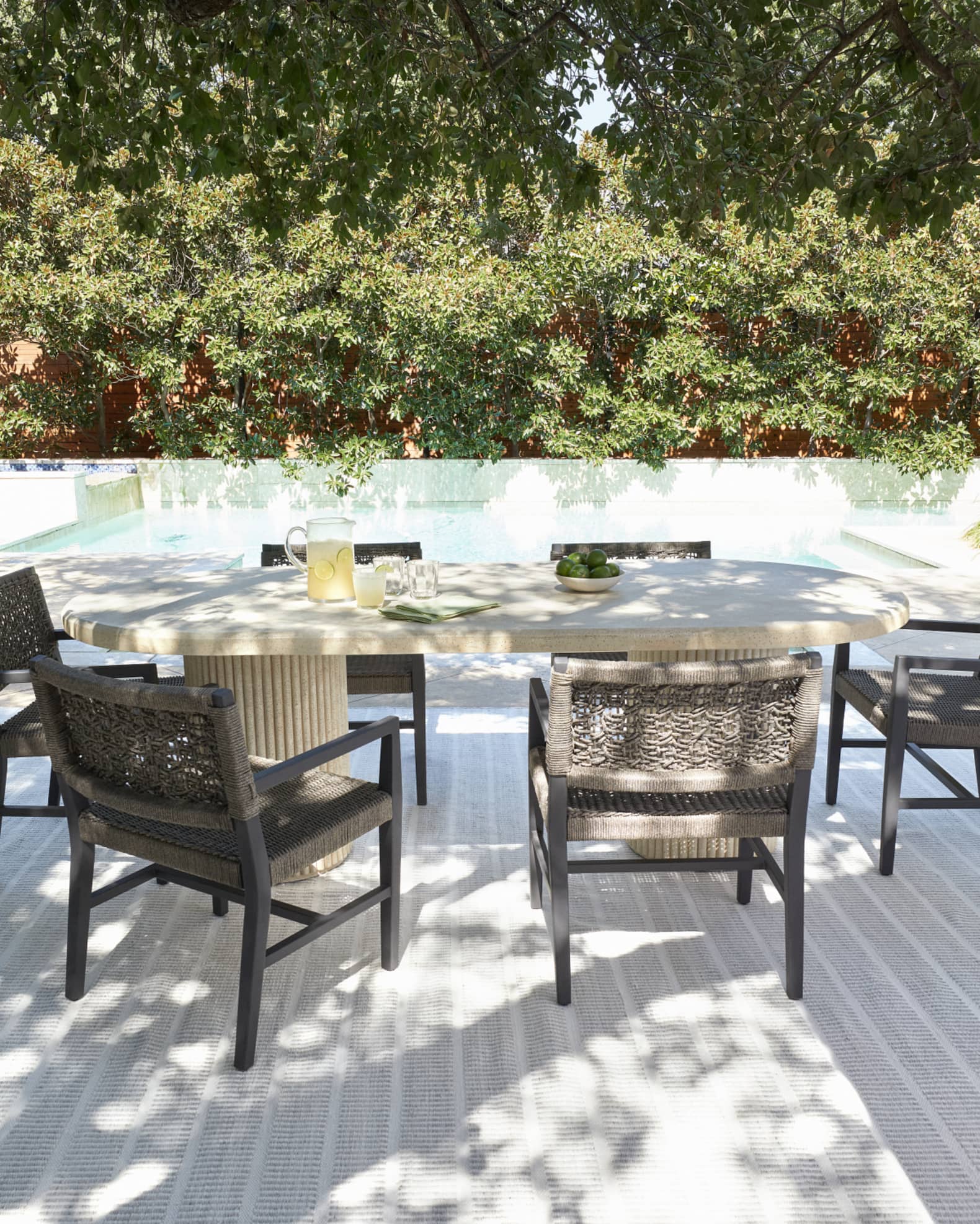 Reeded Double Pedestal Outdoor Dining Table 1