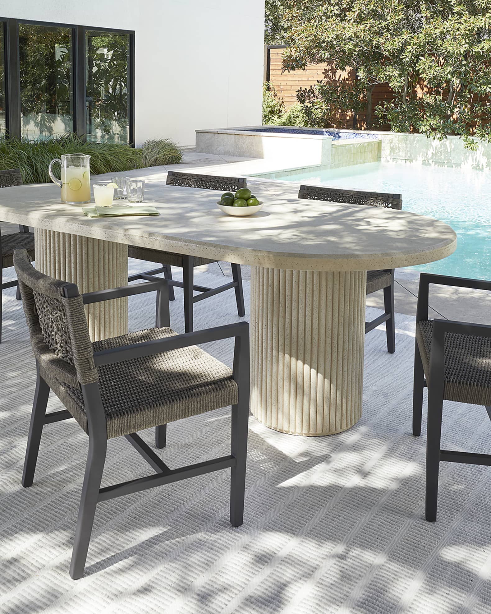 Reeded Double Pedestal Outdoor Dining Table 0