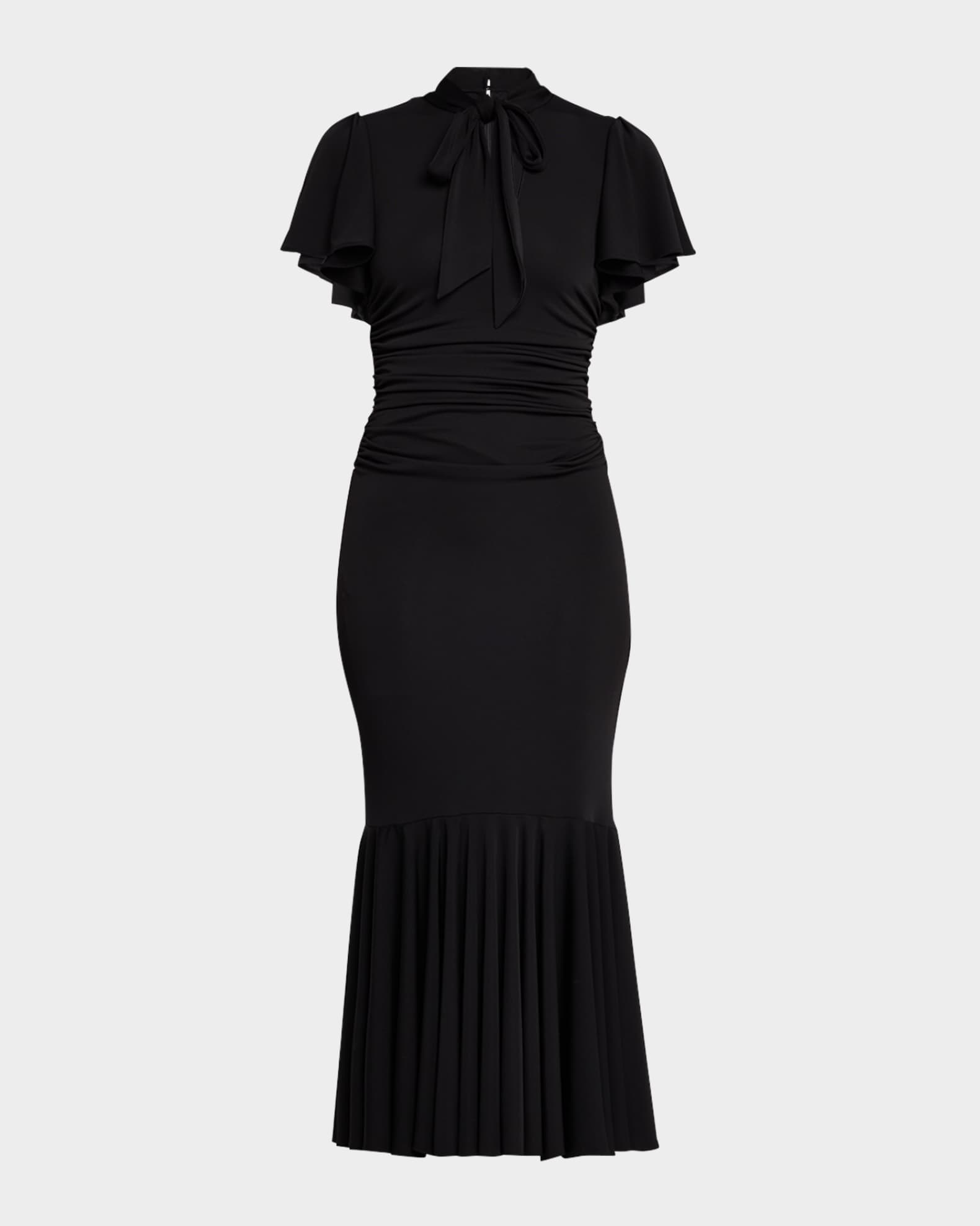 Cinq a Sept Hertha Tie Neck Midi Dress Neiman Marcus