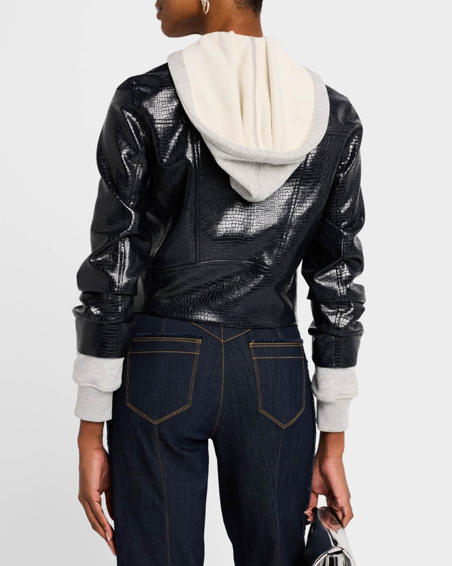 Cinq a Sept Evie Combo Vegan Leather Moto Jacket | Neiman Marcus