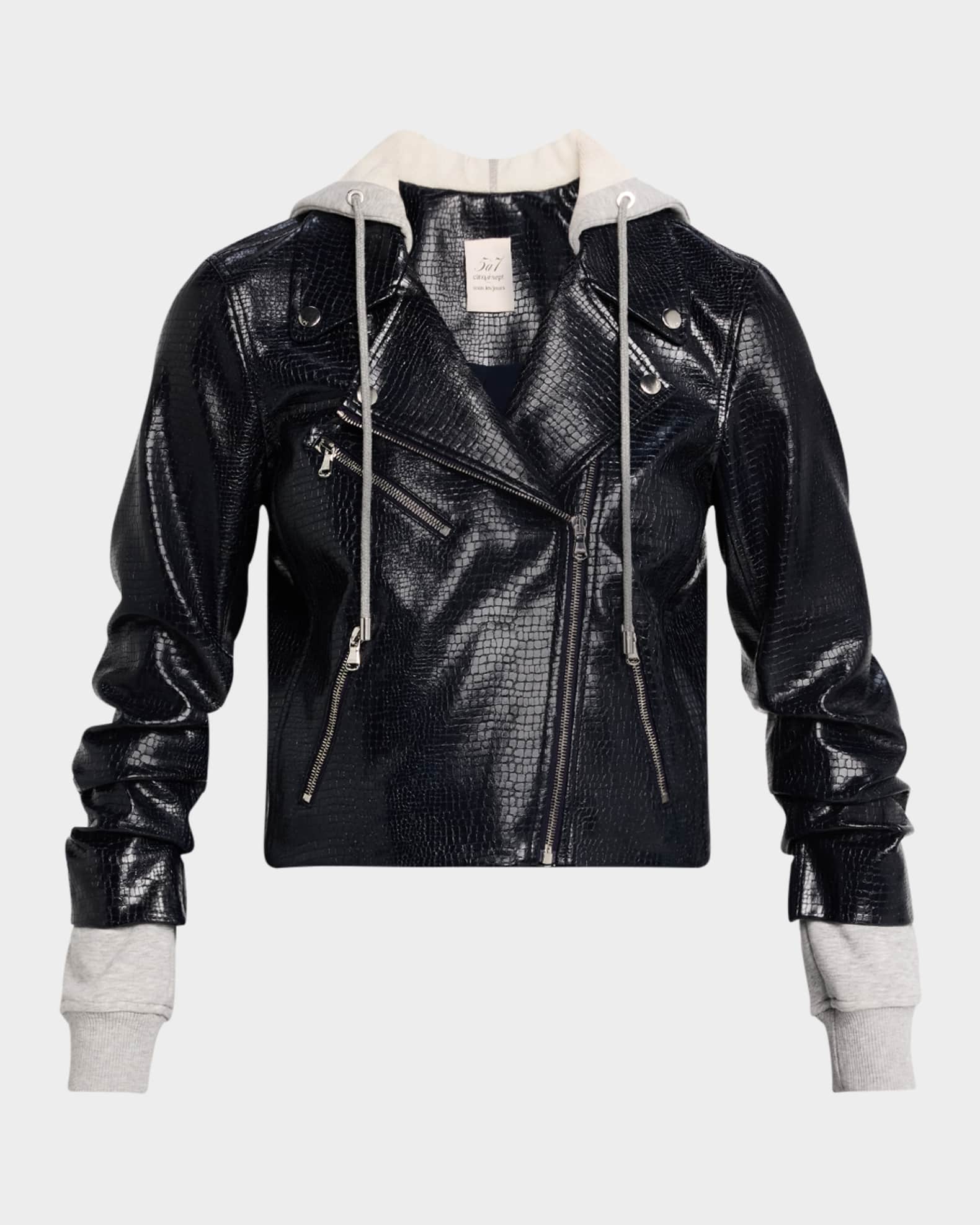 Cinq a Sept Evie Combo Vegan Leather Moto Jacket | Neiman Marcus
