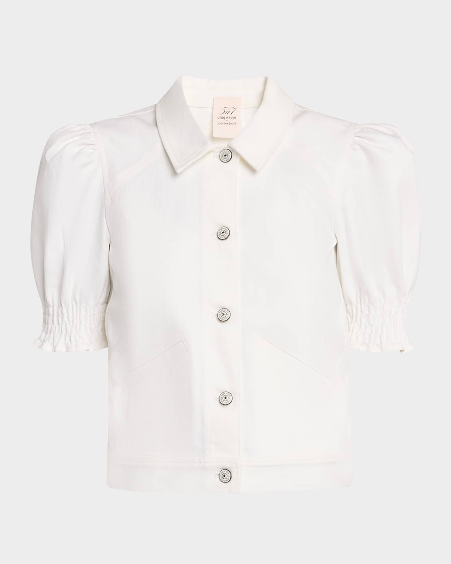 Roselyn Puff-Sleeve Denim Jacket 0