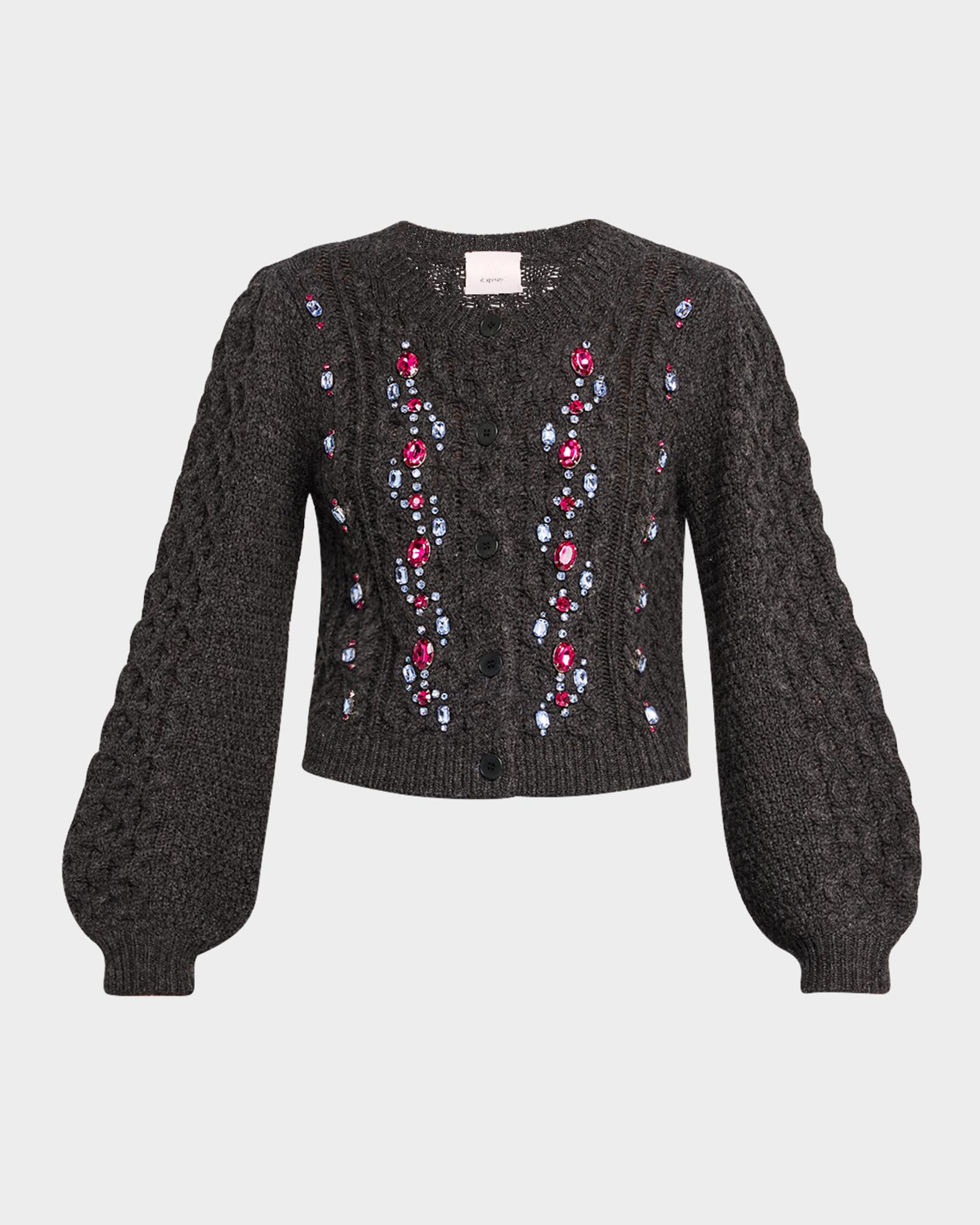 Cinq à Sept Joelle Embellished Cable-Knit Cardigan | Neiman Marcus