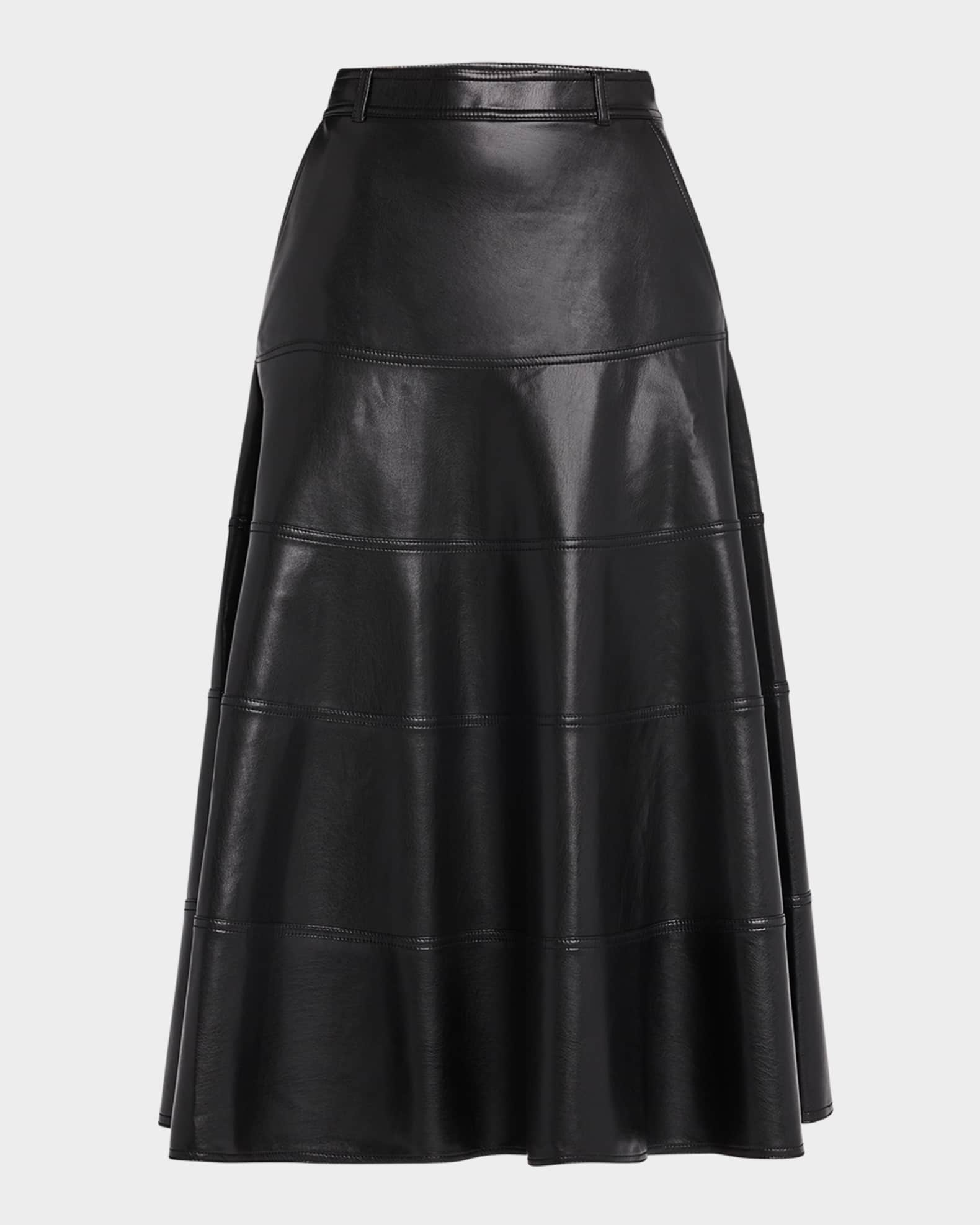 Cinq a Sept Women s Macey Faux Leather Midi Skirt Black Size 2