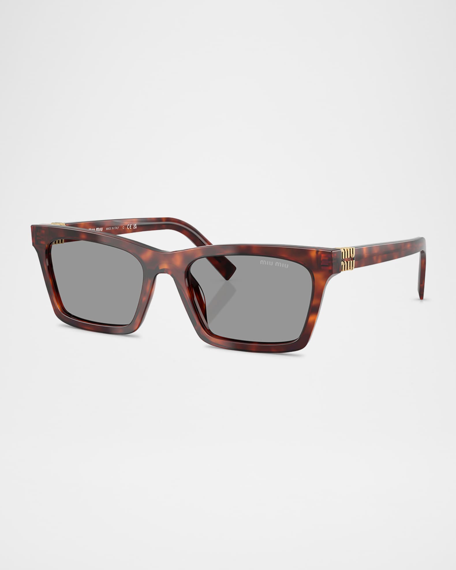 MiuMiu◆スクエアサングラス フェミニン トータス柄 MUA05S Miu Miu MUA05S Rectangular Acetate Sunglasses | Neiman Marcus