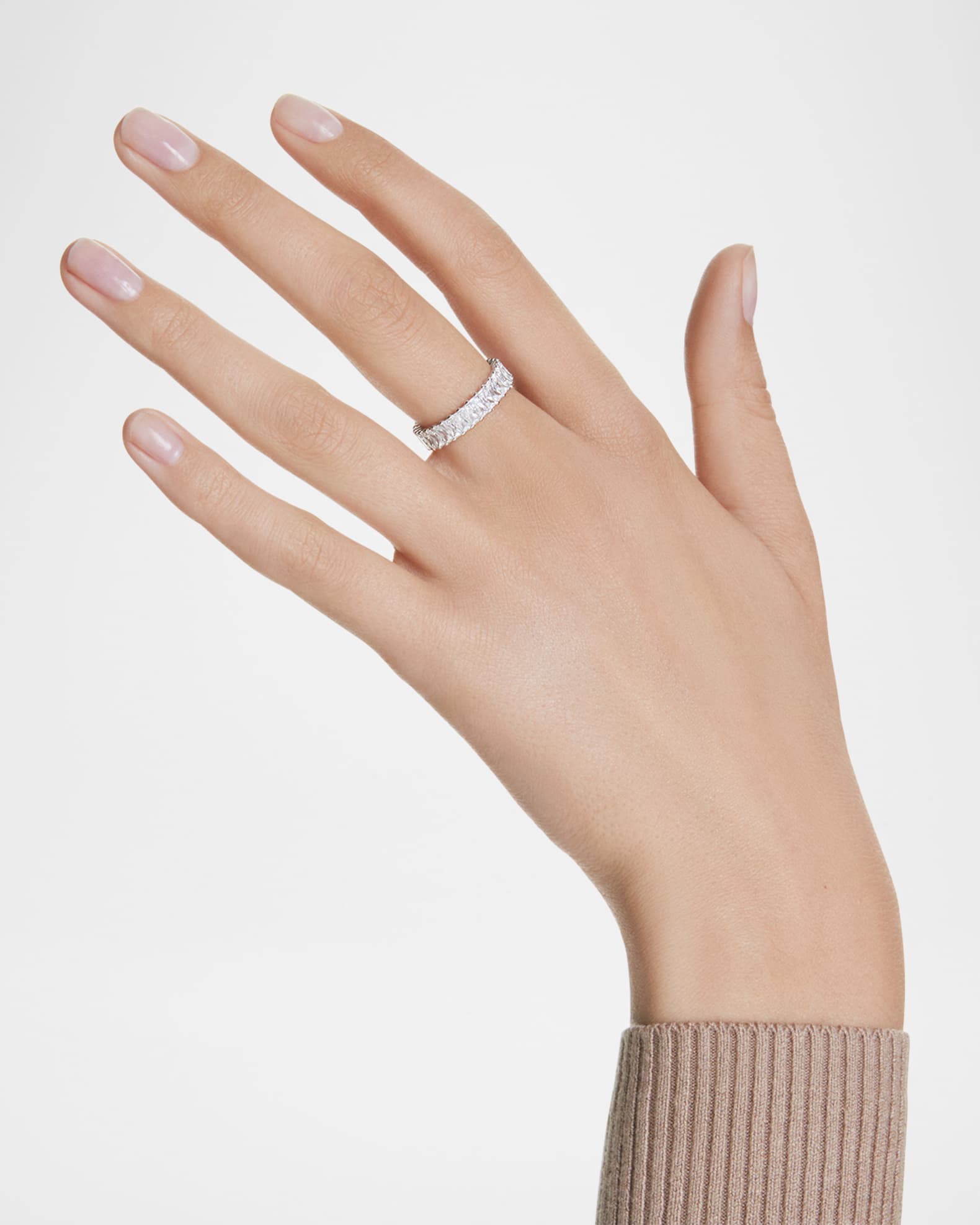 SWAROVSKI Matrix Rhodium Plated Baguette Cut Crystal Band Ring Size 8 Neiman Marcus