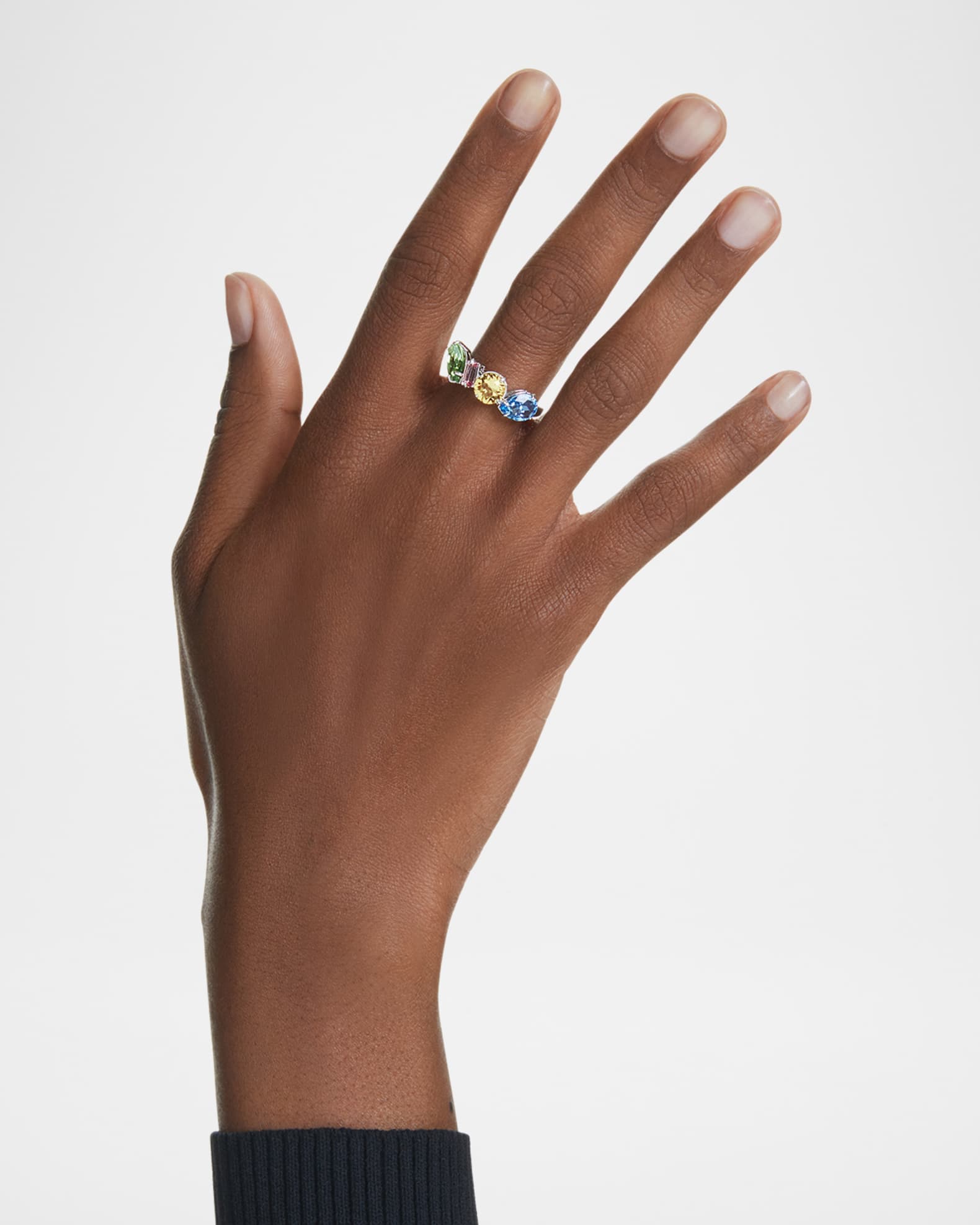 関税込み★SWAROVSKI★Gema バンドリング 指輪 マルチカラー SWAROVSKI Gema Rhodium-Plated Mix-Cut Multicolored Crystal
