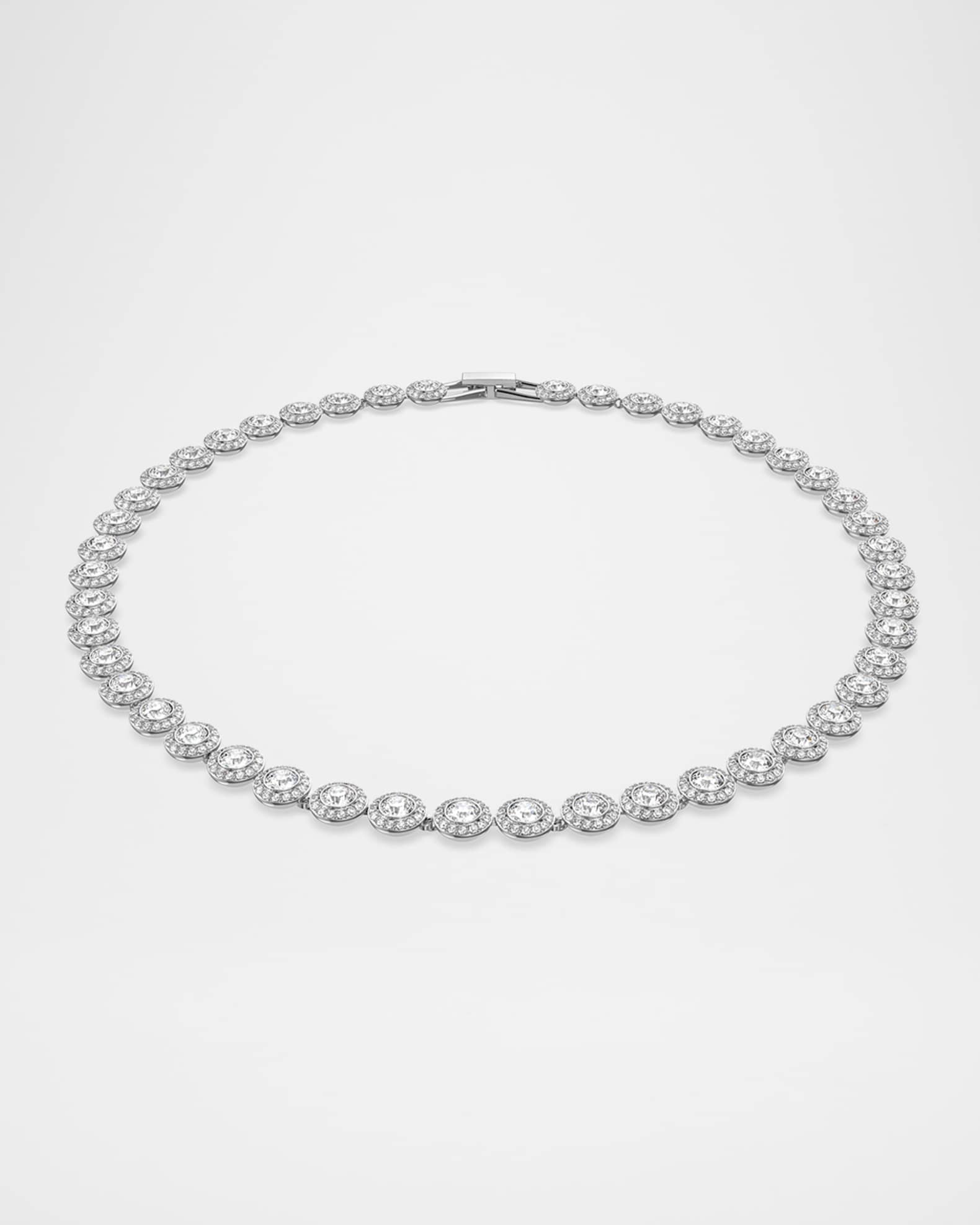 SWAROVSKI Angelic Rhodium Plated Round Cut Crystal Necklace Neiman Marcus