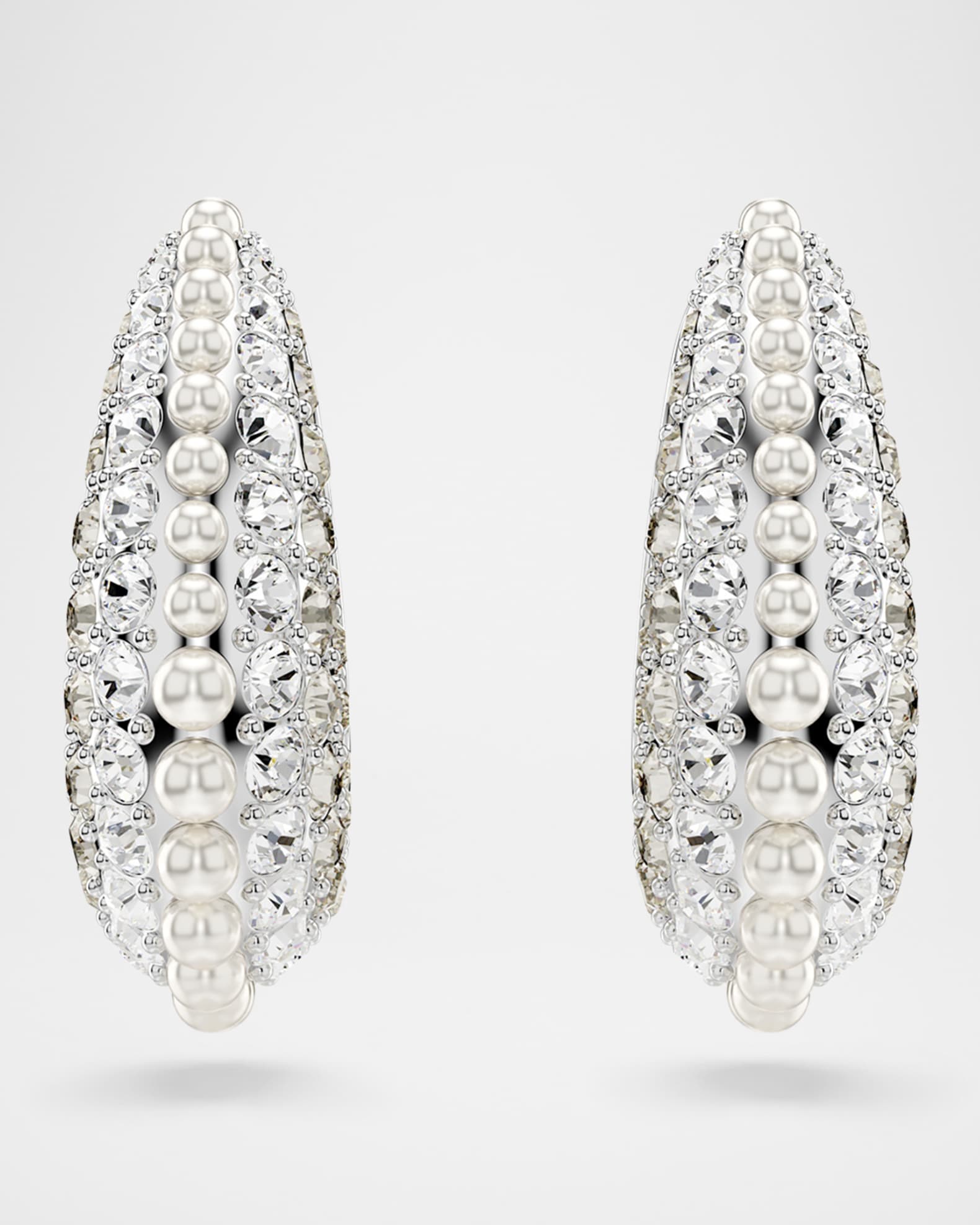 SWAROVSKI Sublima Rhodium-Plated Crystal Pearl and Pave Crystal Earrings | Neiman Marcus SWAROVSKI Sublima Rhodium-Plated Crystal Pearl and Pave Crystal Earrings | Neiman Marcus