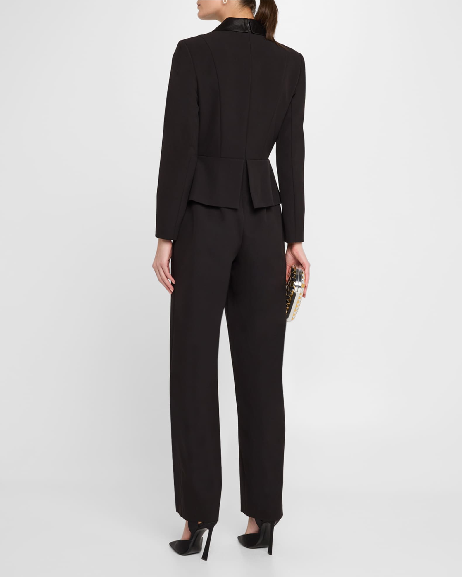 Aidan Mattox Straight-Leg Bow Stretch Crepe Jumpsuit Aidan Mattox Straight-Leg Bow Stretch Crepe Jumpsuit