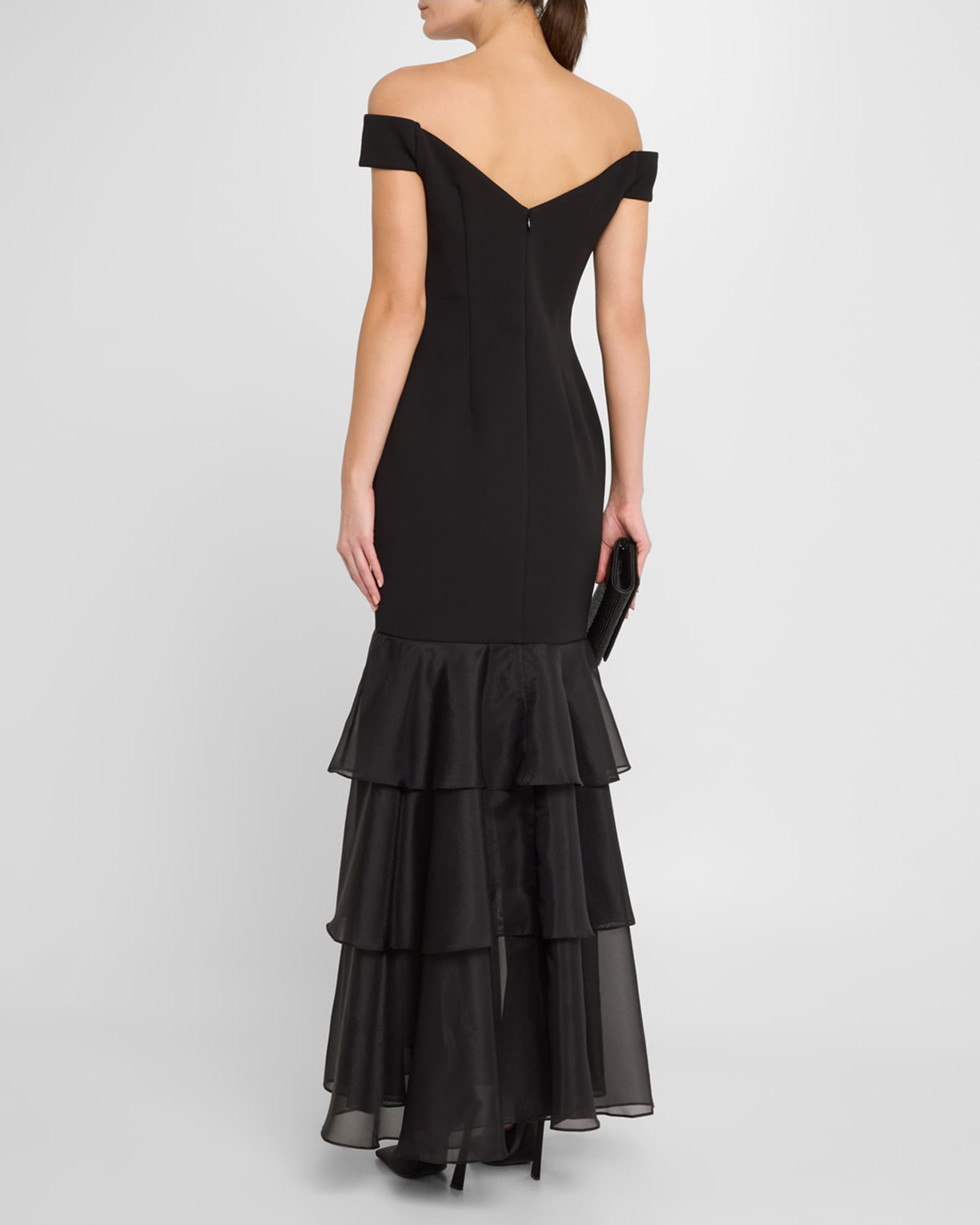 Aidan Mattox Off-Shoulder Ruffle Tiered Gown | Neiman Marcus