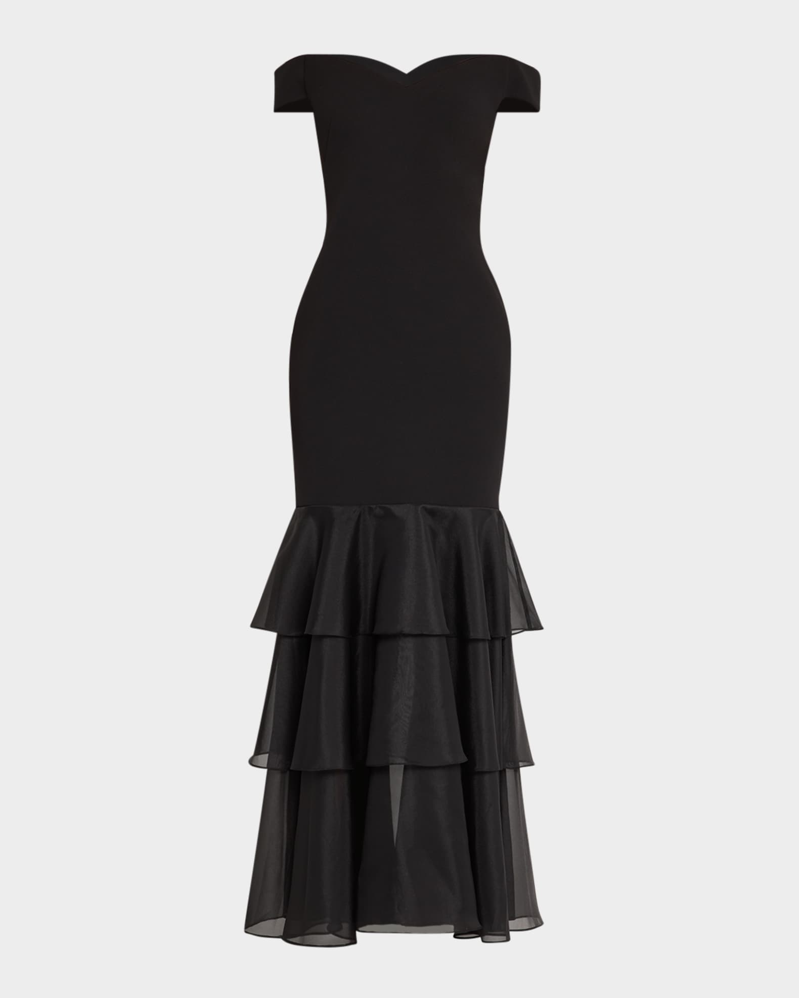 AIDAN MATTOX 黒ワンショルマーメイドロングドレス Aidan Mattox One-Shoulder Gown | Bloomingdale's
