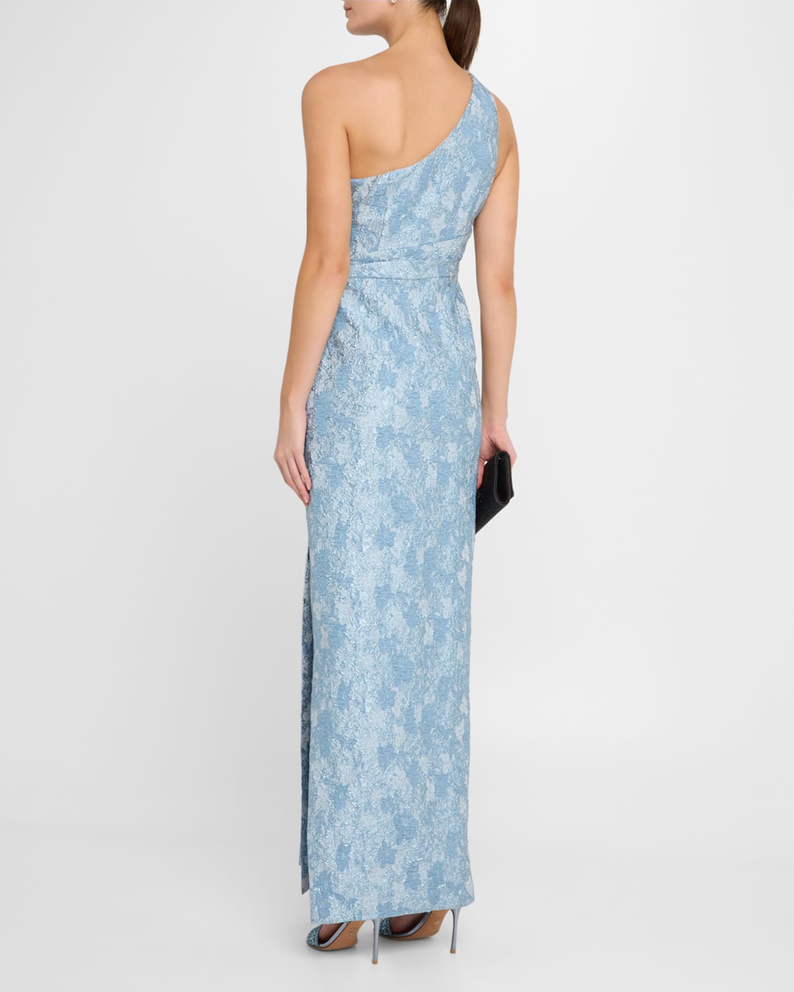 全国送料無料ギフト Metallic One-Shoulder Mattox Aidan Jacquard Gown Column ロングドレス