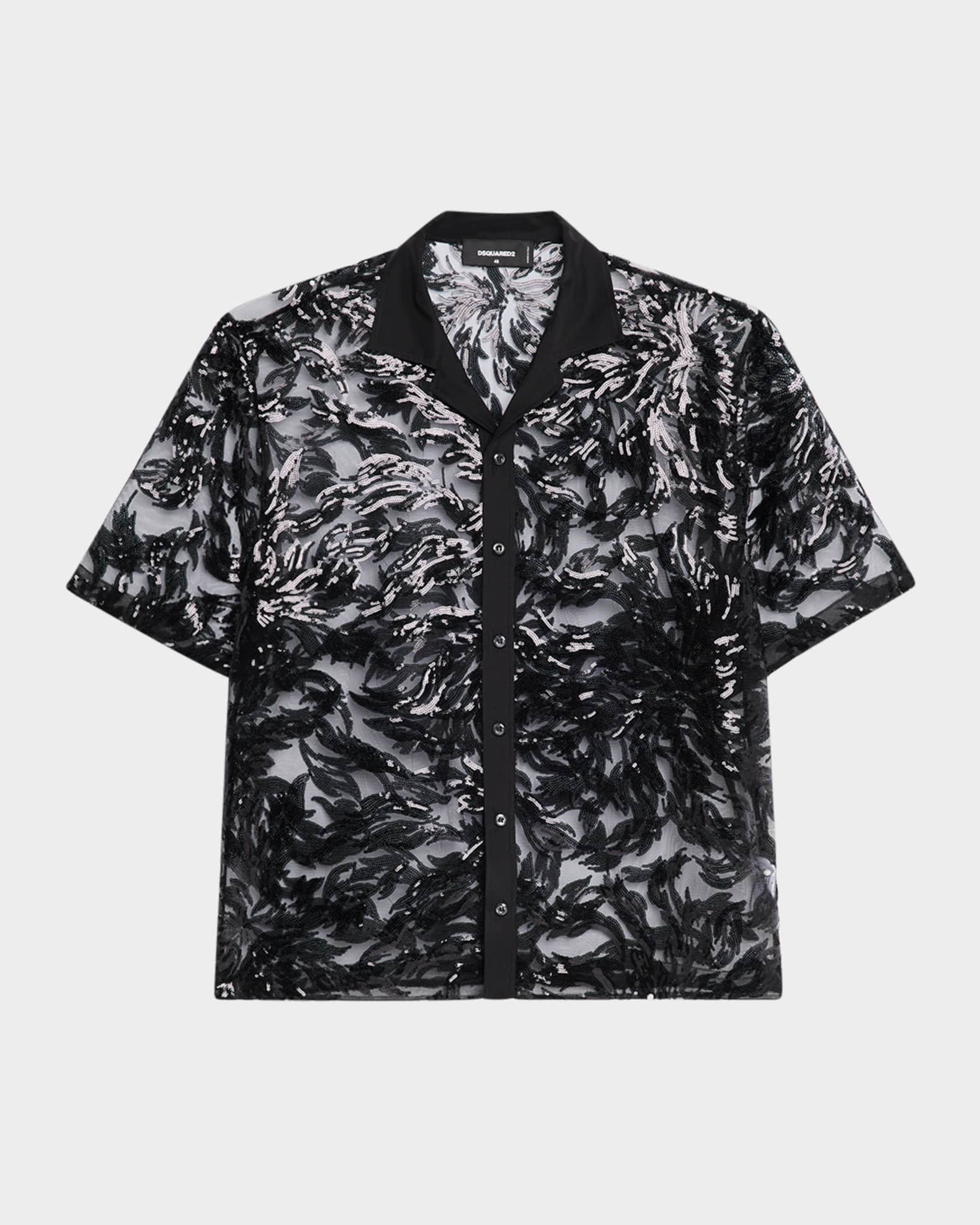 mens black sequin dress shirt Black Sequin Glitter Dress Shirt Men Long Sleeve Button Down Party Dance  Shirt