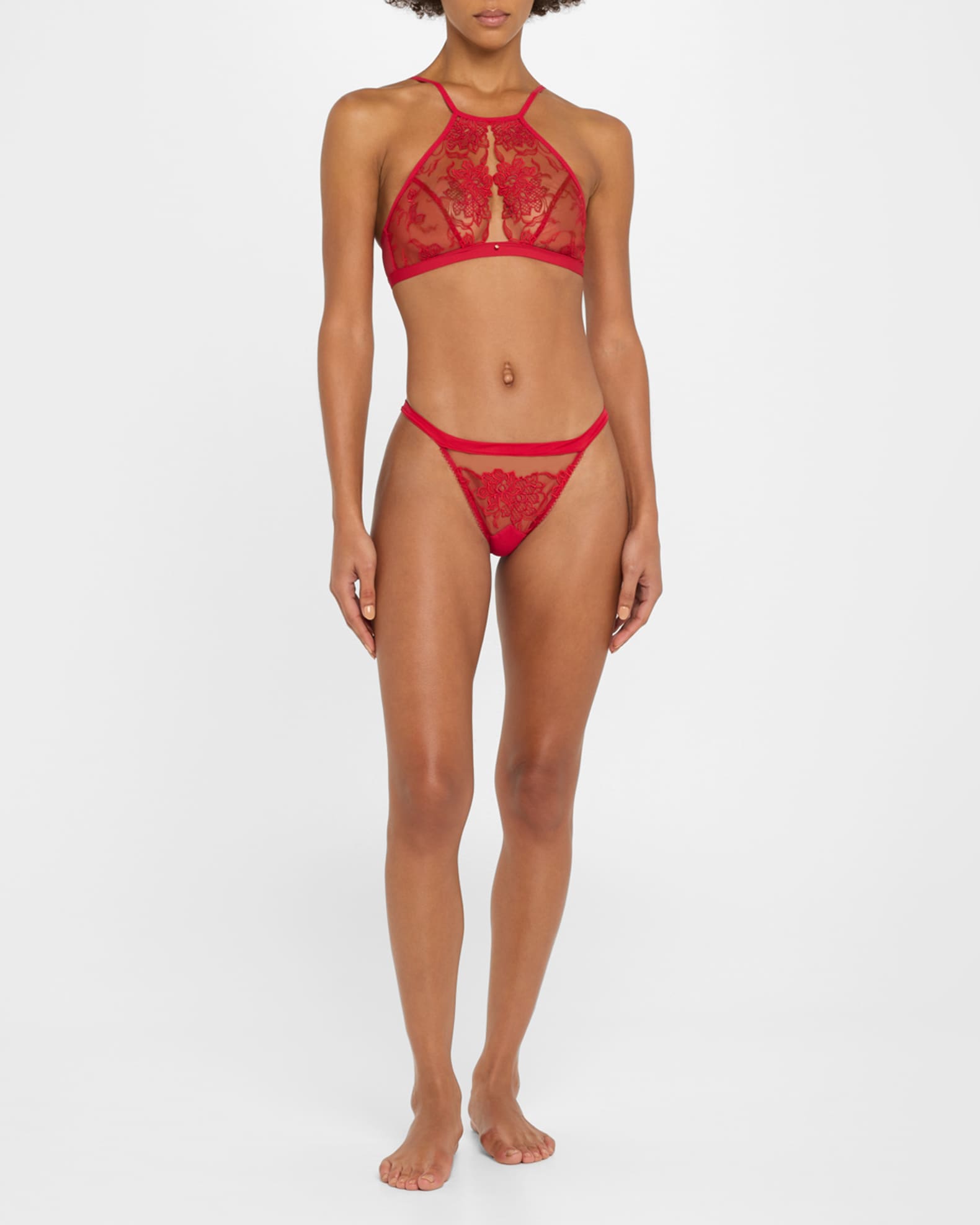 Adorable En Sexy Floral-Embroidered Tulle Thong 1
