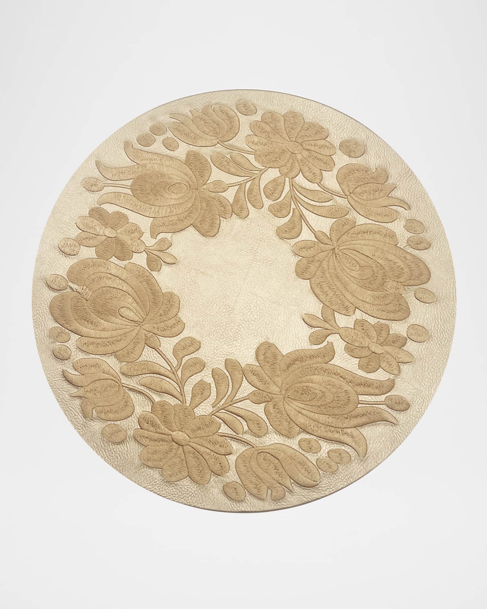 Floral Embroidered Vegan Leather Placemat 1
