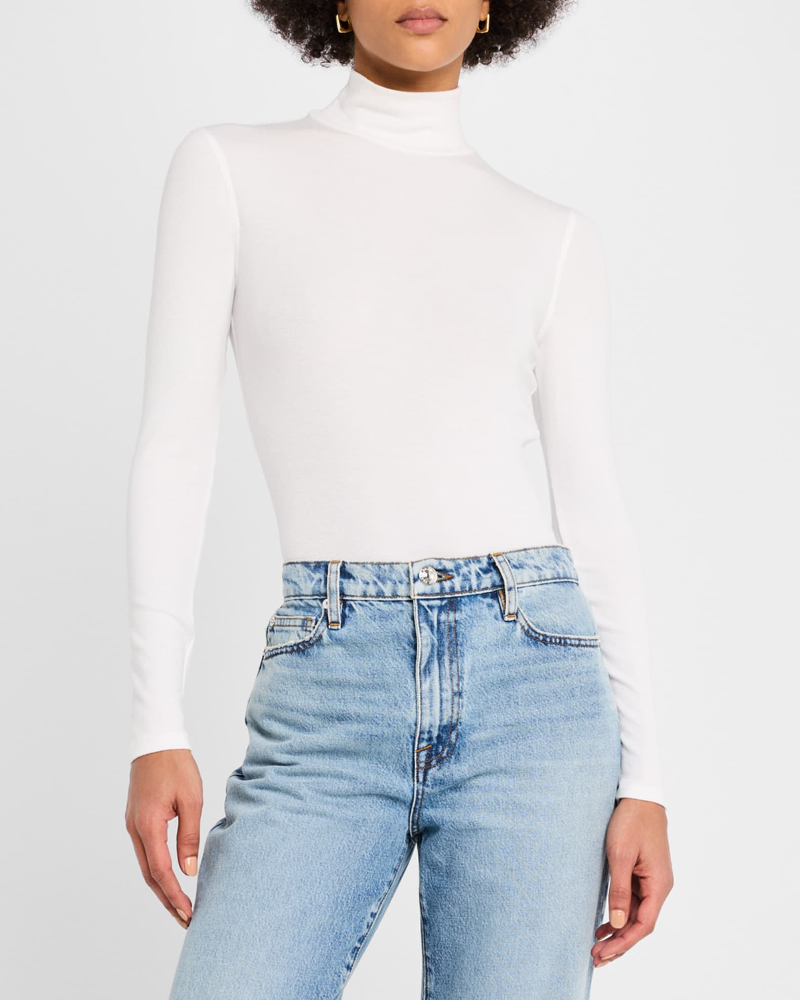 Lace Panel Turtleneck Ribbed Knit Top