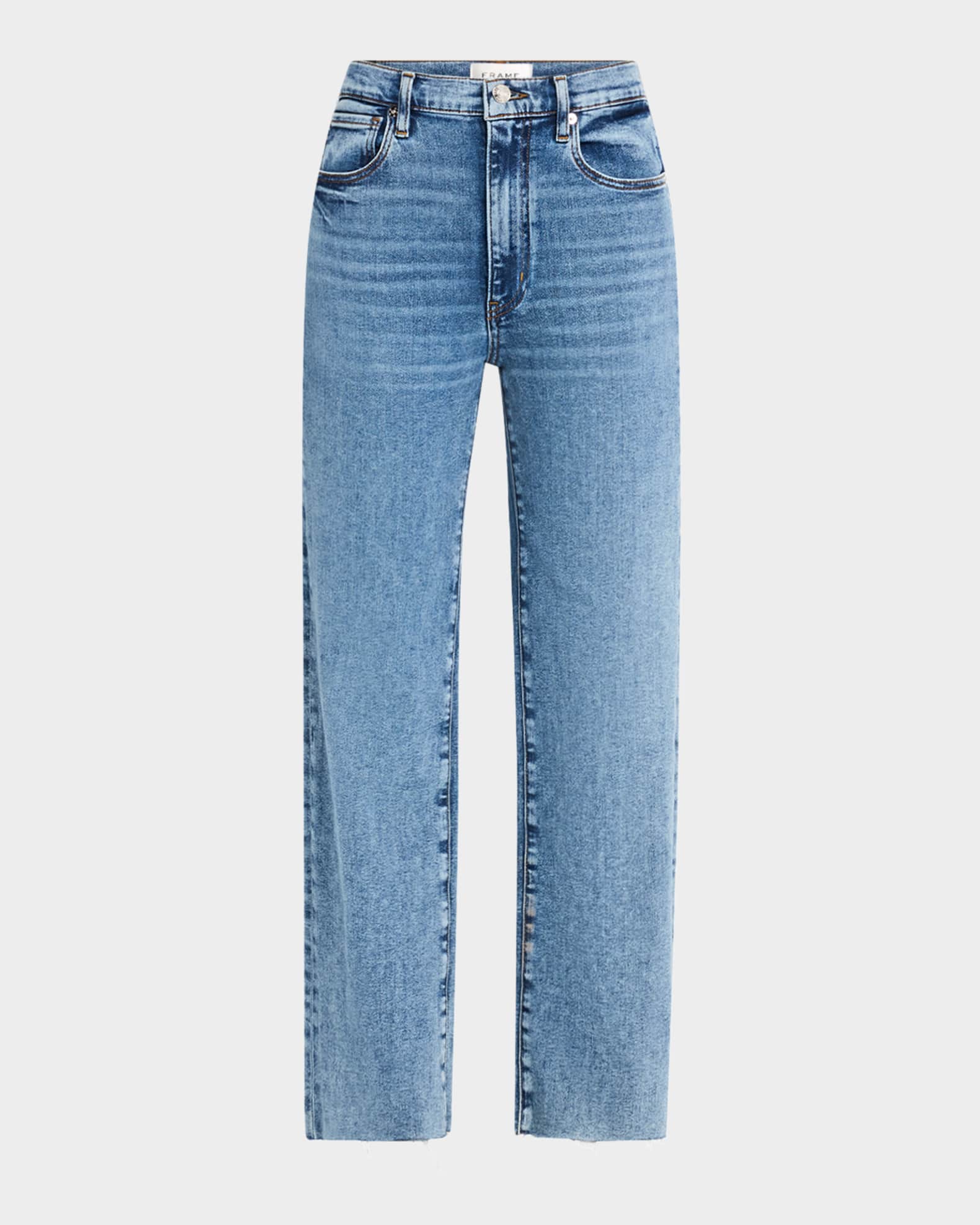 Frame Le Sleek High Rise Straight Leg Jeans Rowley Raw Fray