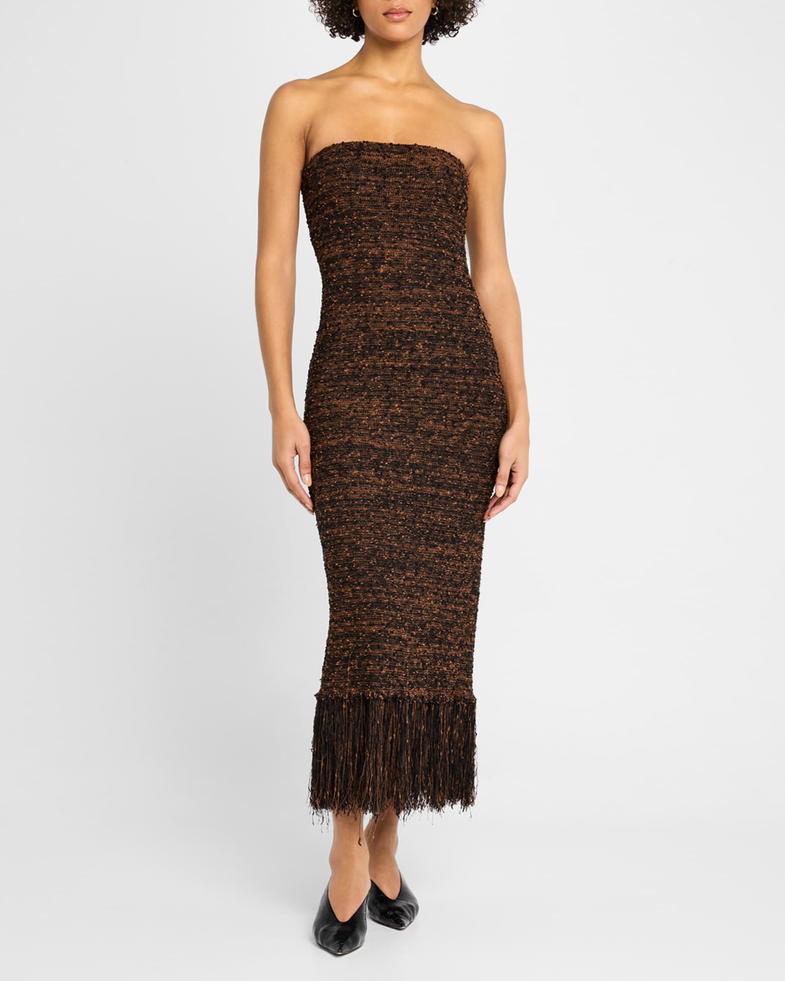 Strapless Bouclé Fringe Dress 1