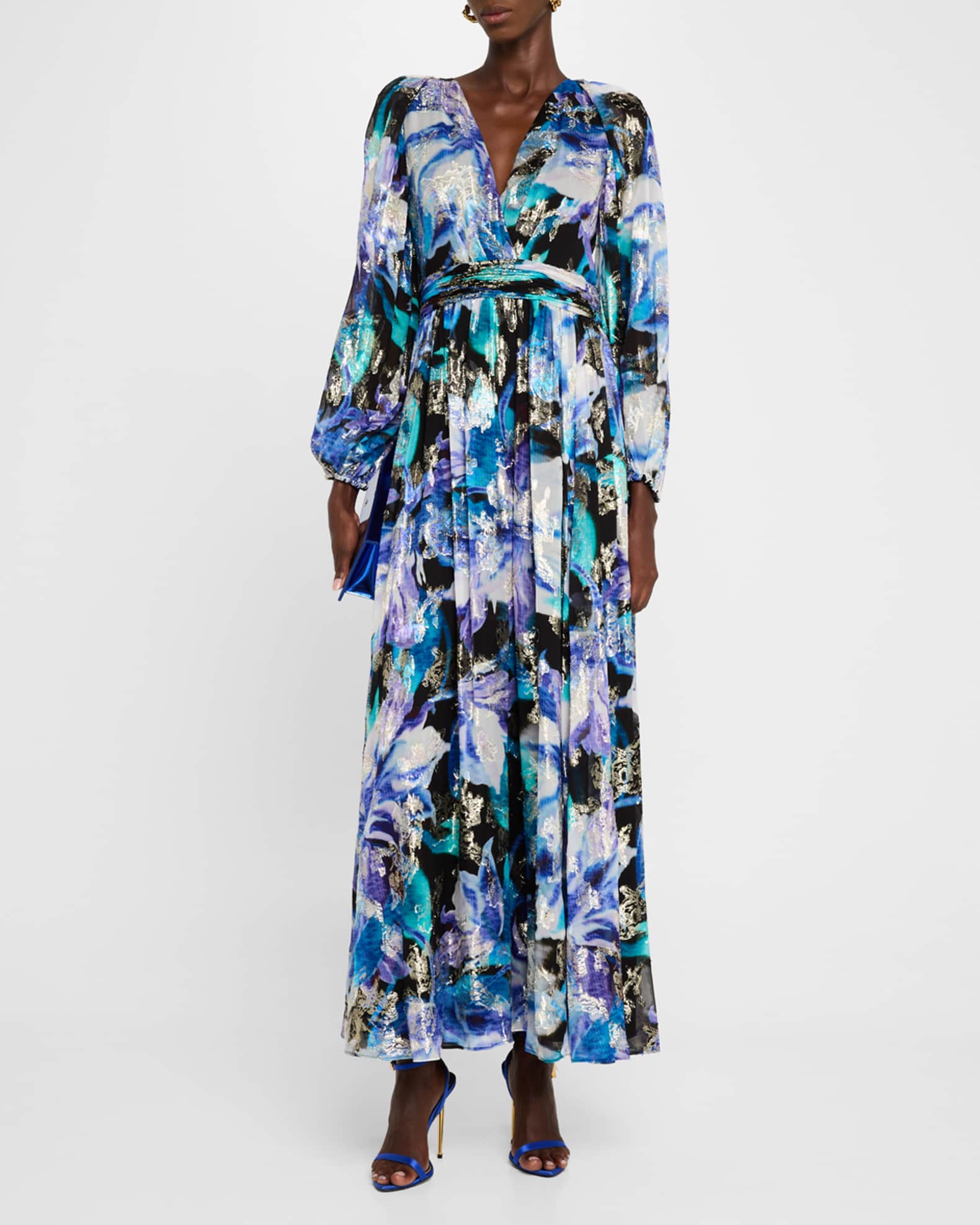 Abstract Metallic-Print Maxi Dress 1