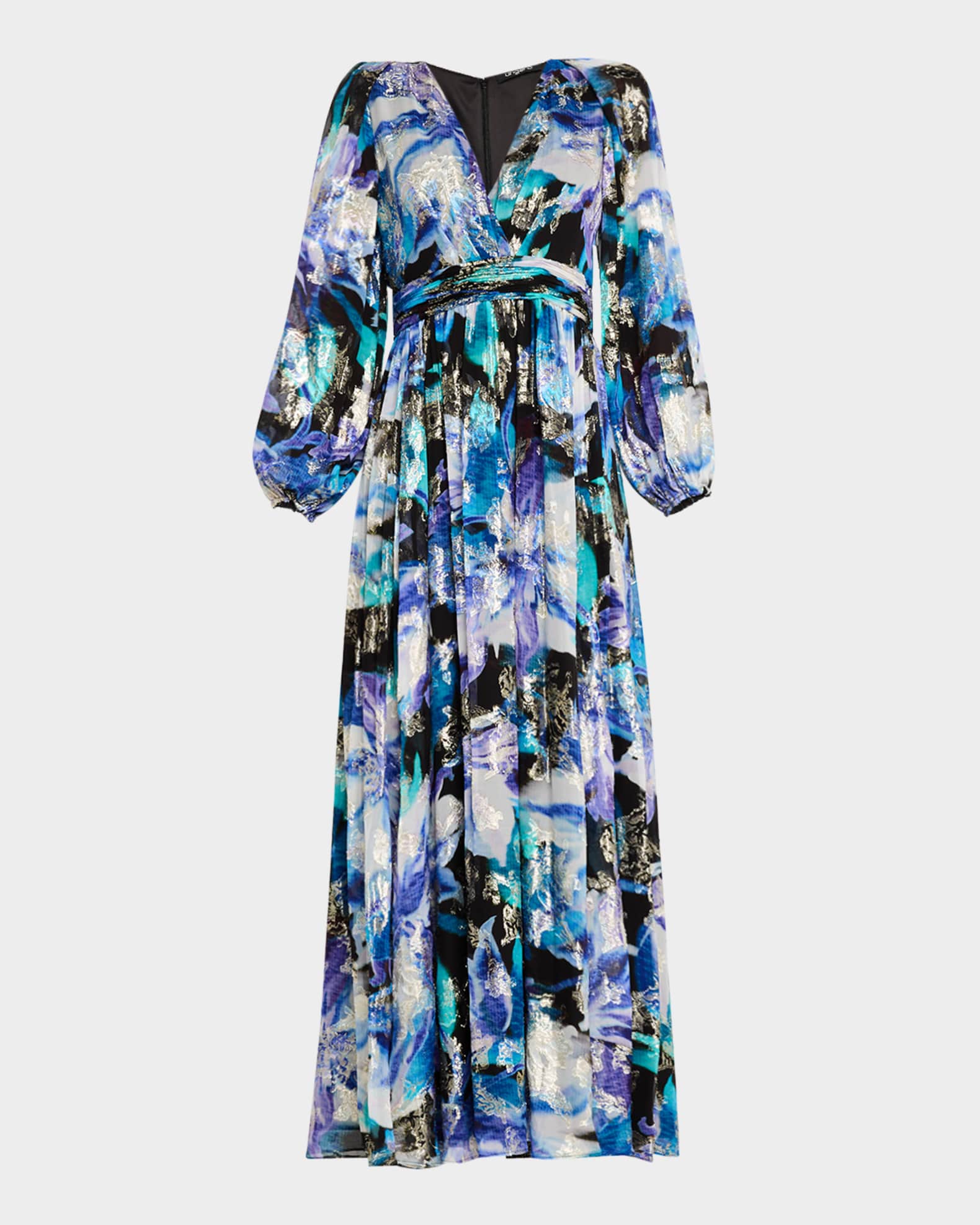 Abstract Metallic-Print Maxi Dress 0