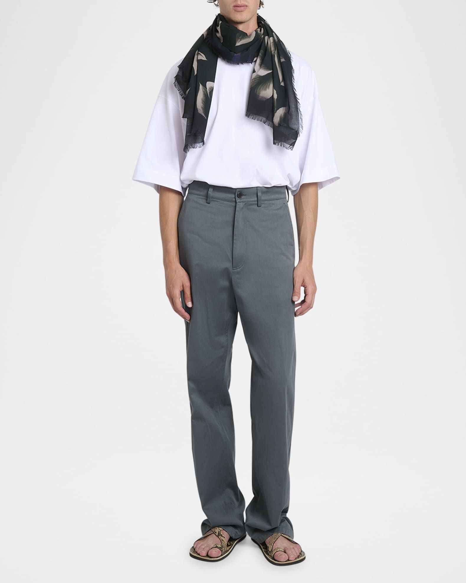 Men's Cotton Suminagashi Petals Scarf 1