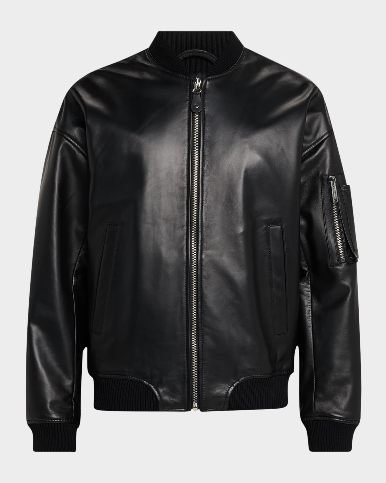Men's Leather Bomber Jacket 0