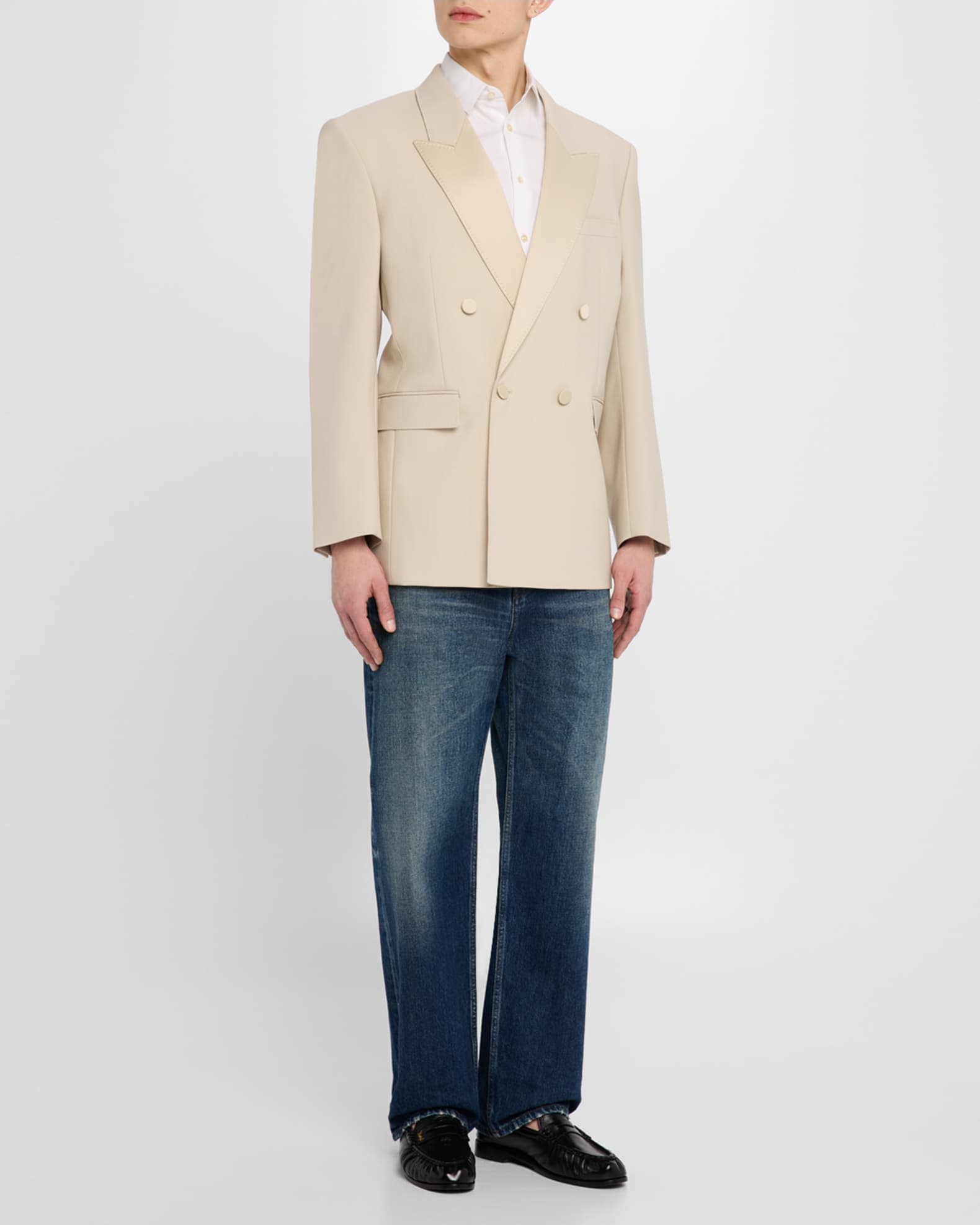 【関税＆送料込み】Saint Laurent Double-Breasted Jacket Saint Laurent Men's Double-Breasted Tuxedo Jacket | Neiman